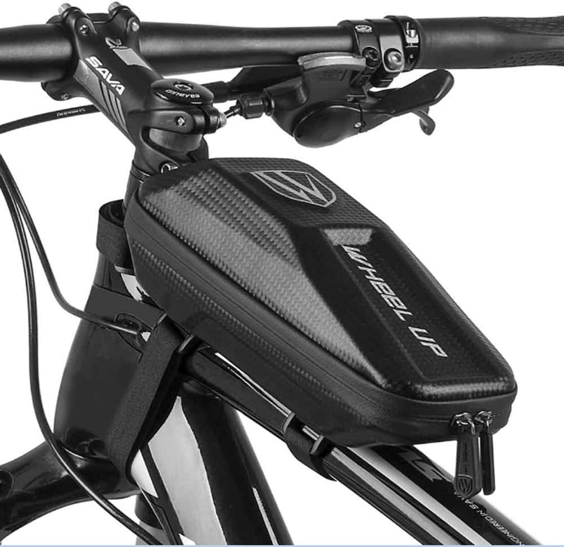 MOZOWOBike Frame Bag, Waterproof Bicycle Front Frame Phone Bag Top Tube Pouch Cycling Pack Bike Repair Kit Packet Accessories for Mountain MTB Road Bike,Black,230*105*85 mm