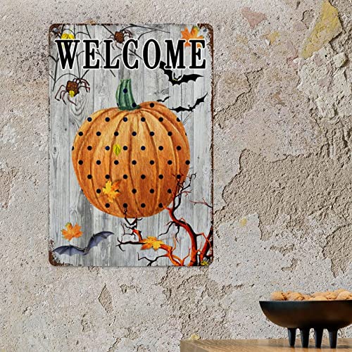 Plaque murale aluminium Halloween léopard citrouille 45x30cm