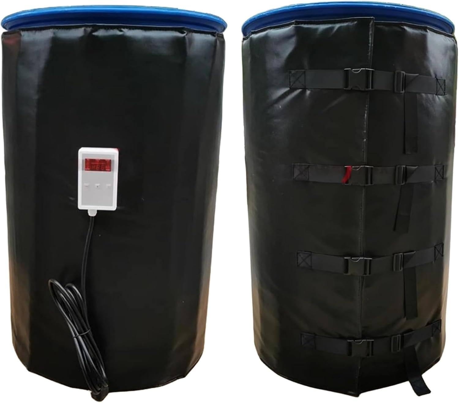 Koc grzewczy do beczek, metalowy podgrzewacz do beczek 200 l/1000 l, regulowana temperatura 0–150°C, izolowany koc grzewczy do wiader, wodoodporne materiały izolacyjne Black-200L