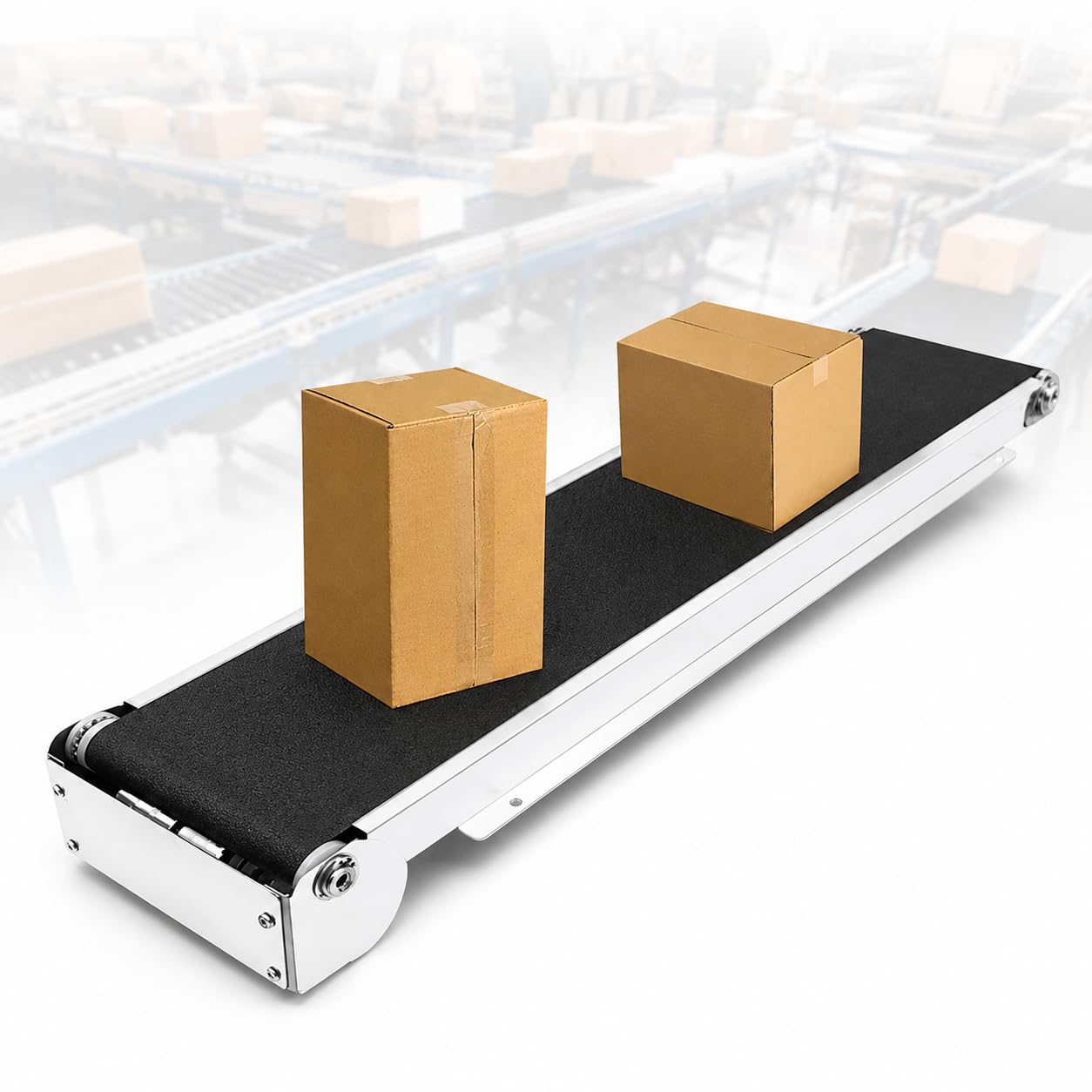 AMQYDT Desktop Conveyor Belt, Mini Cargo Lane Conveyor 460mm X 85mm with 3.5-5kg Load and 50mm/sec Belt Speed for Food Processing, Packaging and Vending Machine Tracks
