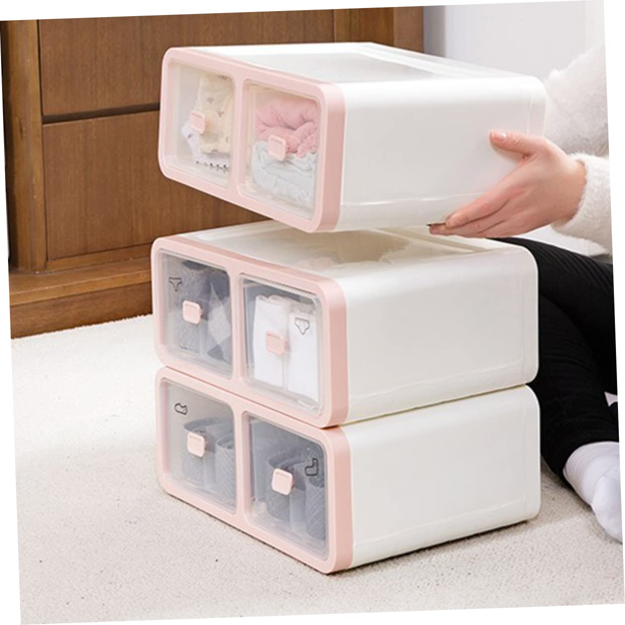 16cuadrículas Caja Organizadora Ropa Interior Calcetines Contenedor Almacenamiento Plástico Divisor Cajón Escritorio Fácil Limpiar