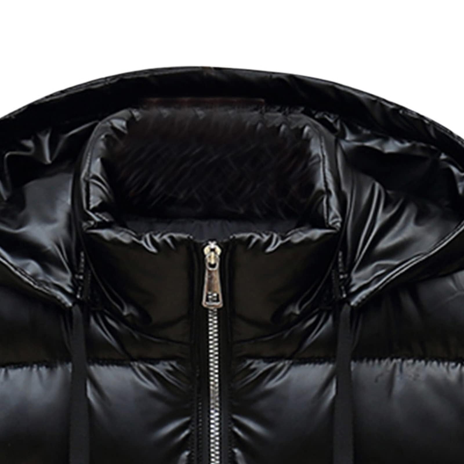 Ciepła Kamizelka Outdoorowa Męska Błyszcząca Kamizelka Puchowa Zimowa Ciepła, Wyściełana, Zapinana Na Zamek Pikowana Z Kapturem, Bez Rękawów Bodywarmer