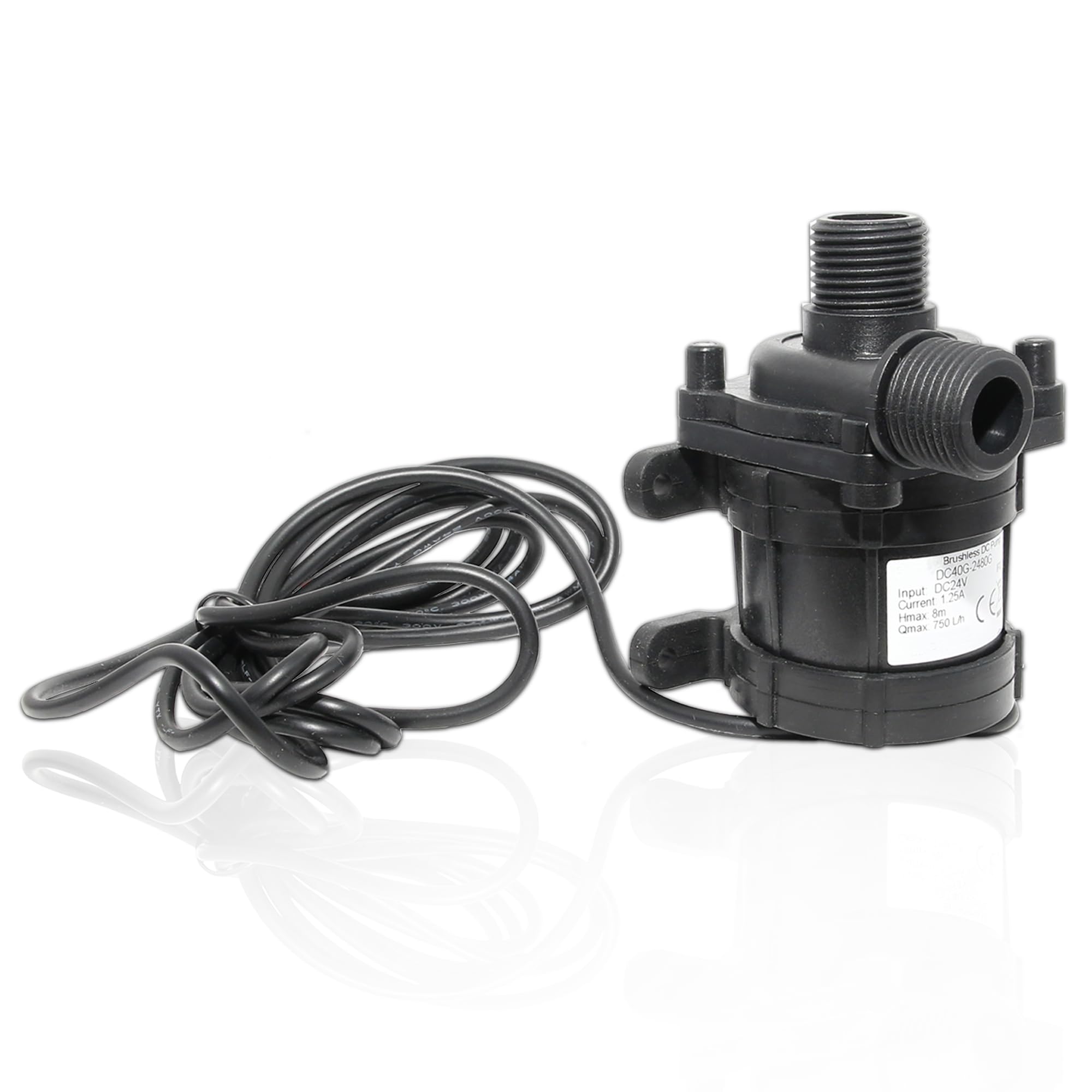 LOWENERGIE 24V DC Solar Water Pump β Fully Submersible IPX8, 8M Head, 750L/hr Flow, Energy-Saving Micro Circulation for Solar Heating & Garden Use