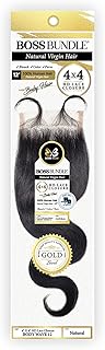 Bobbi Boss Bundle Natural Virgin Human Hair 4X4 HD Lace Closure Body 12