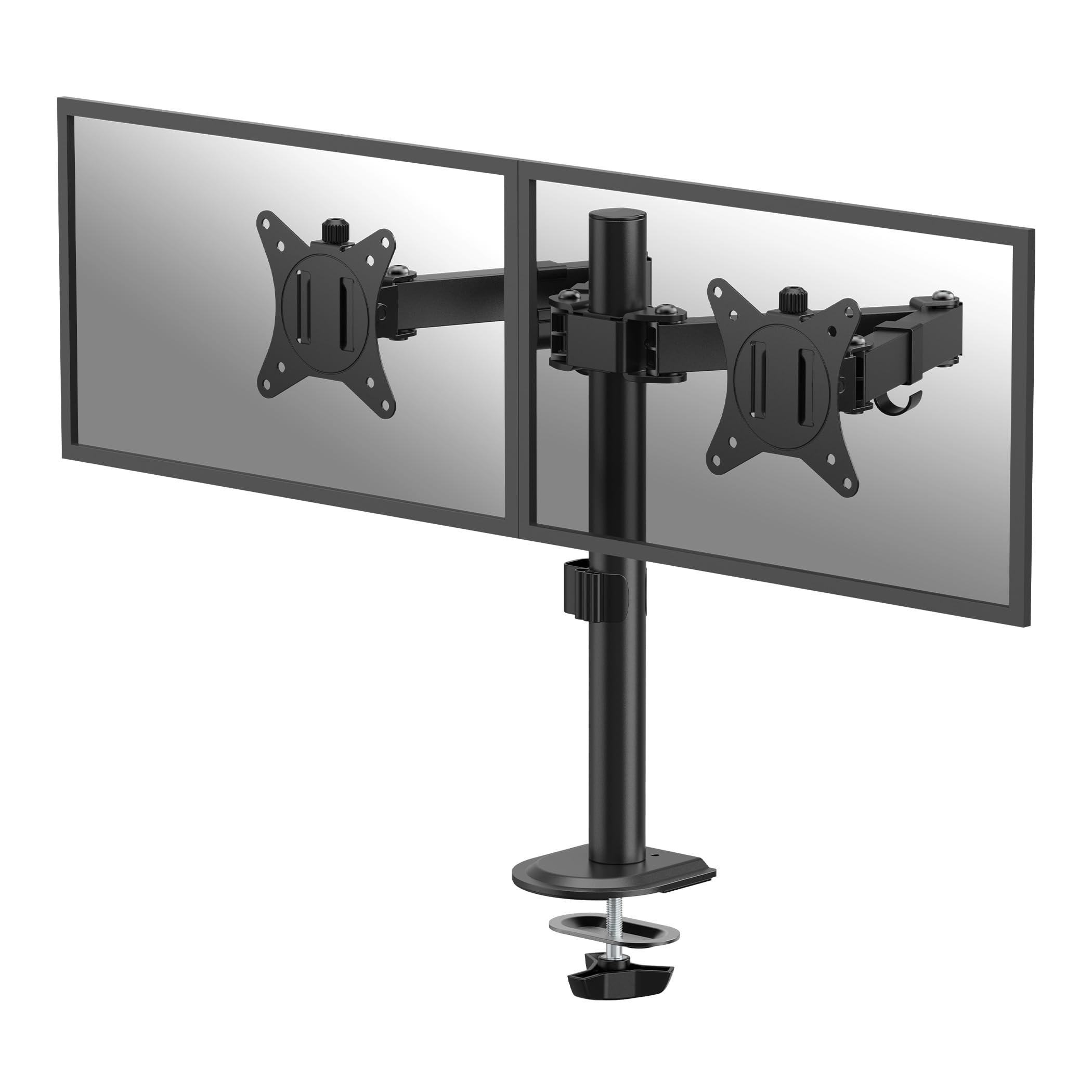 Fellowes Brazo para Monitor Doble Ajustable Everyday, soporta 2 Pantallas de hasta 32" y 9kg Cada una, inclinación, Giro, rotación, VESA 75/100, Montaje con Abrazadera u Ojal, gestión de Cables