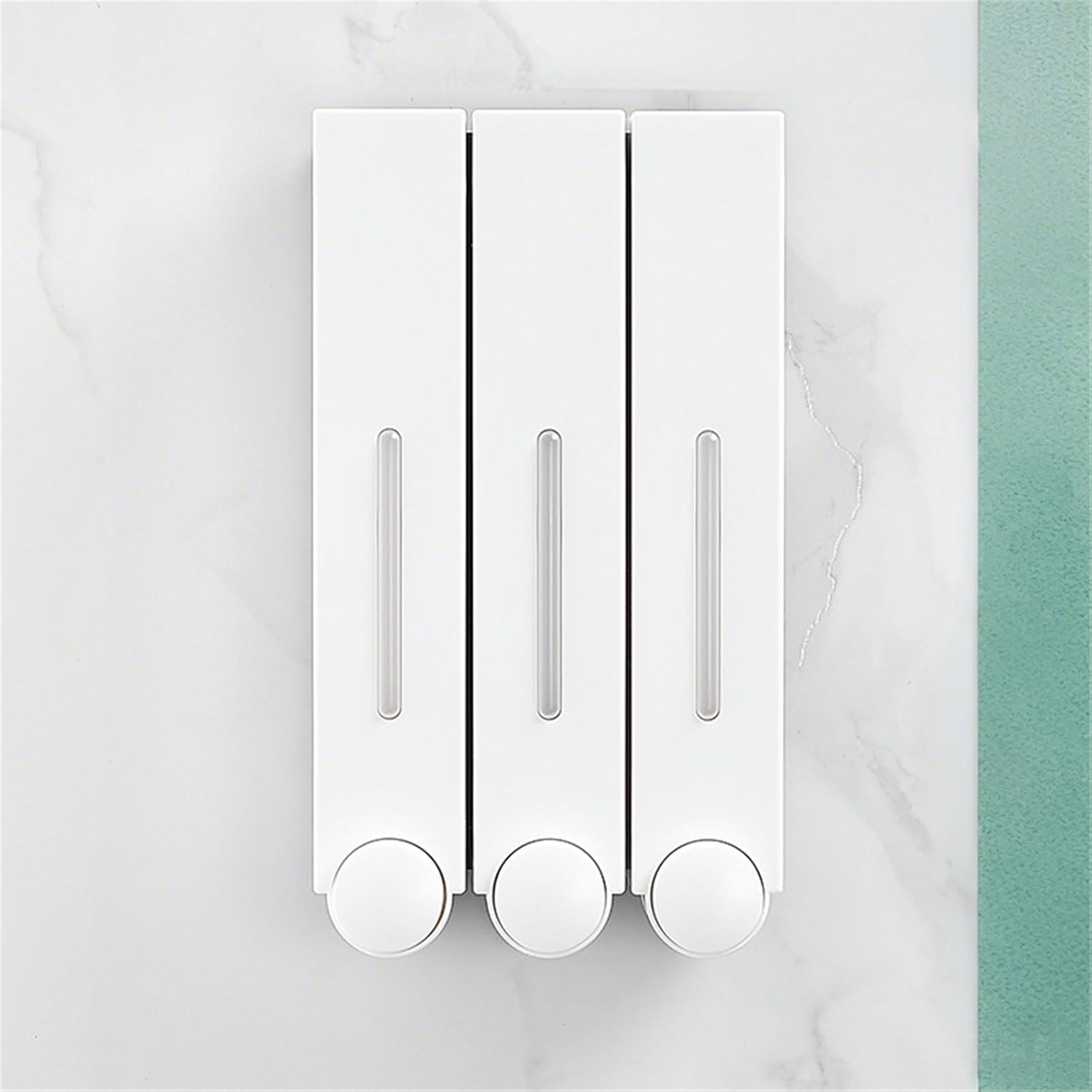 カウンタートップソープディスペンサー 白い壁掛けソープディスペンサー、家庭用シングルヘッドプラスチックシャワージェルボトル。 ローシ