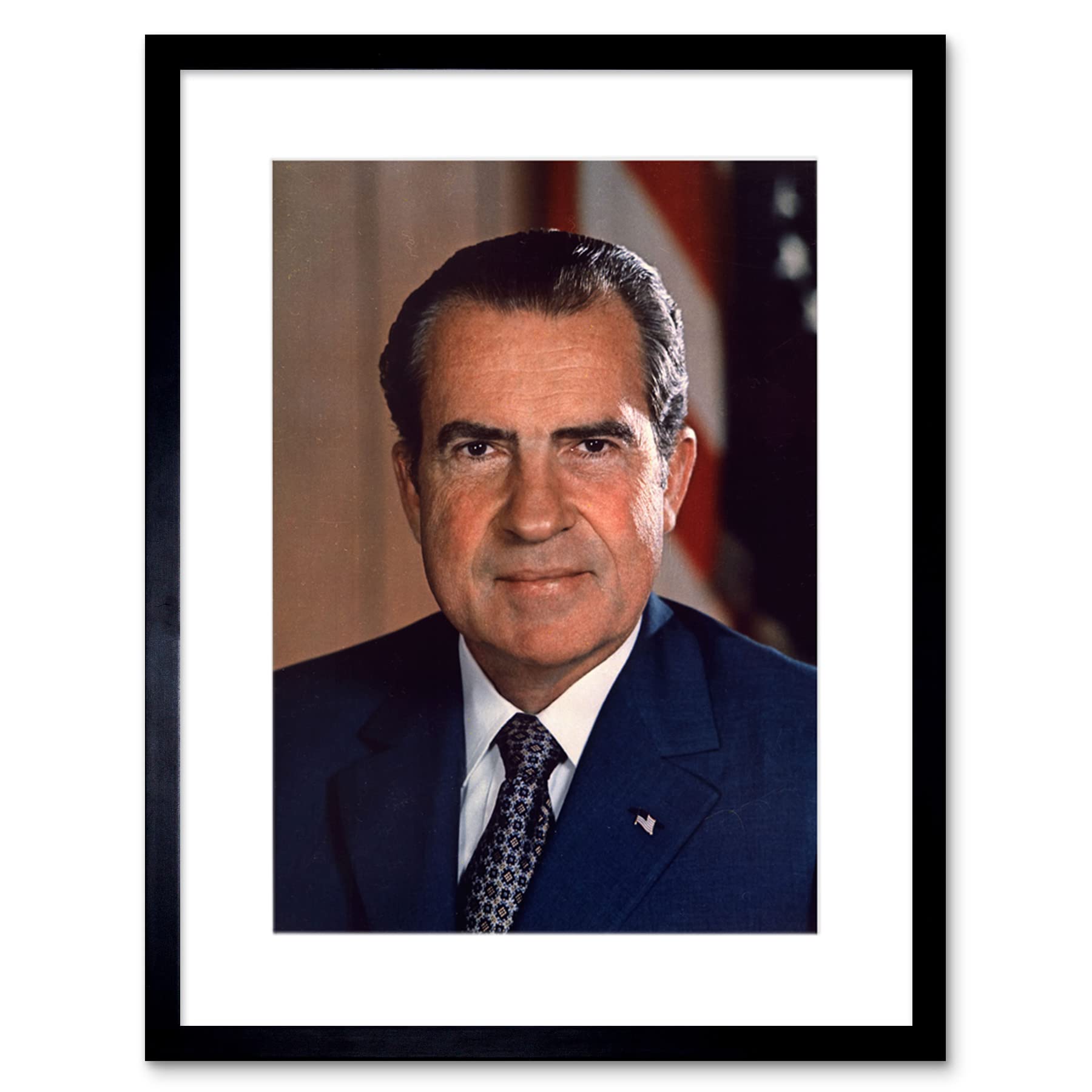 Artery8 US President Richard Nixon Portrait Photo Artwork Framed Wall Art Print 9X7 Inch