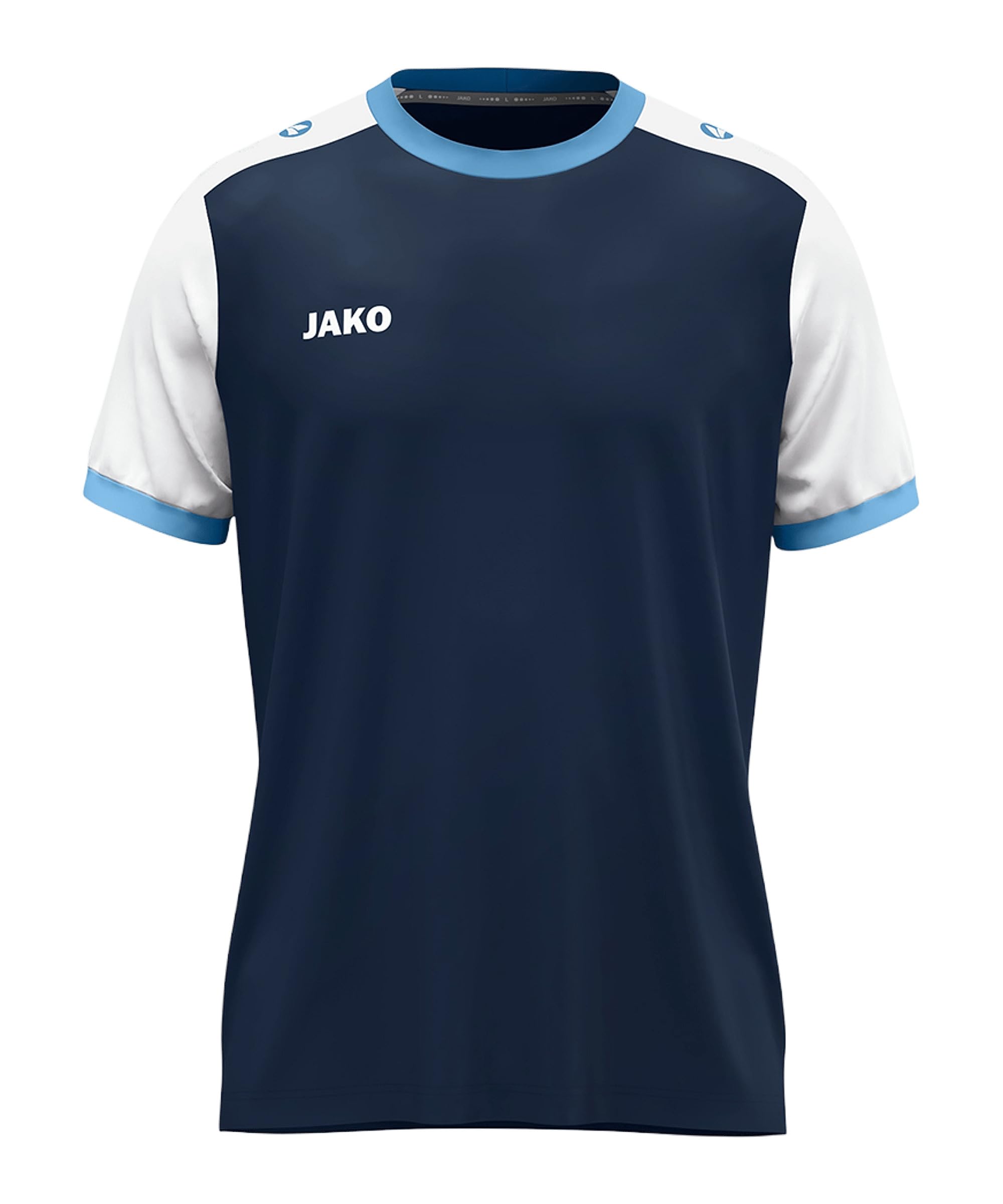 JAKO Unisex Dynamic Short Sleeve Jersey, Navy/White/Sky Blue, L