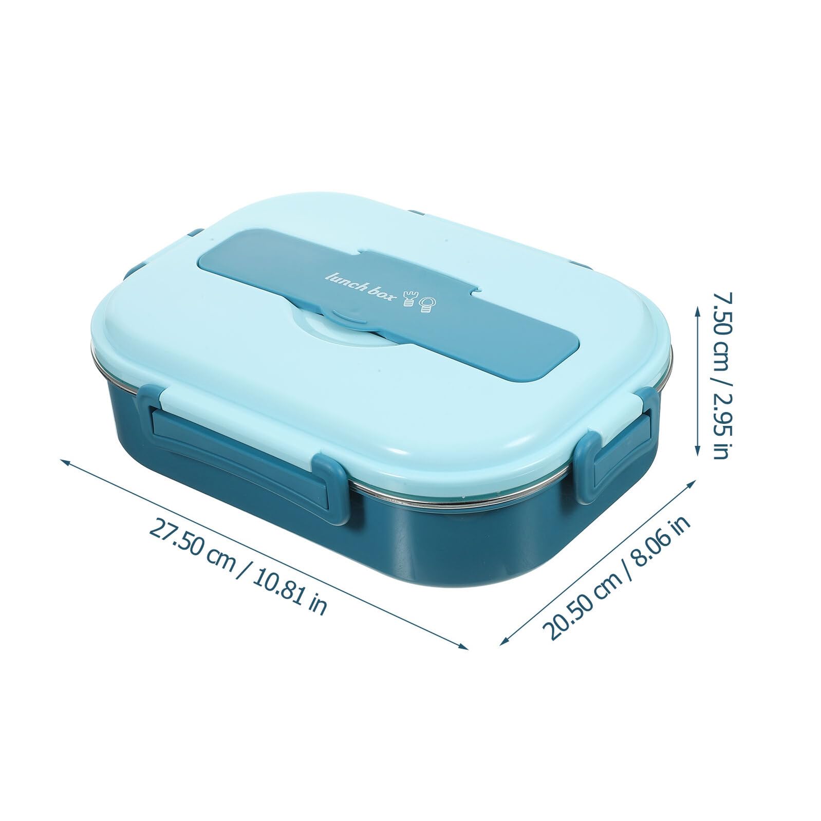 LABRIMP Boîte à Lunch Bento 1300ml 4 Compartiments Acier Inoxydable Bleu