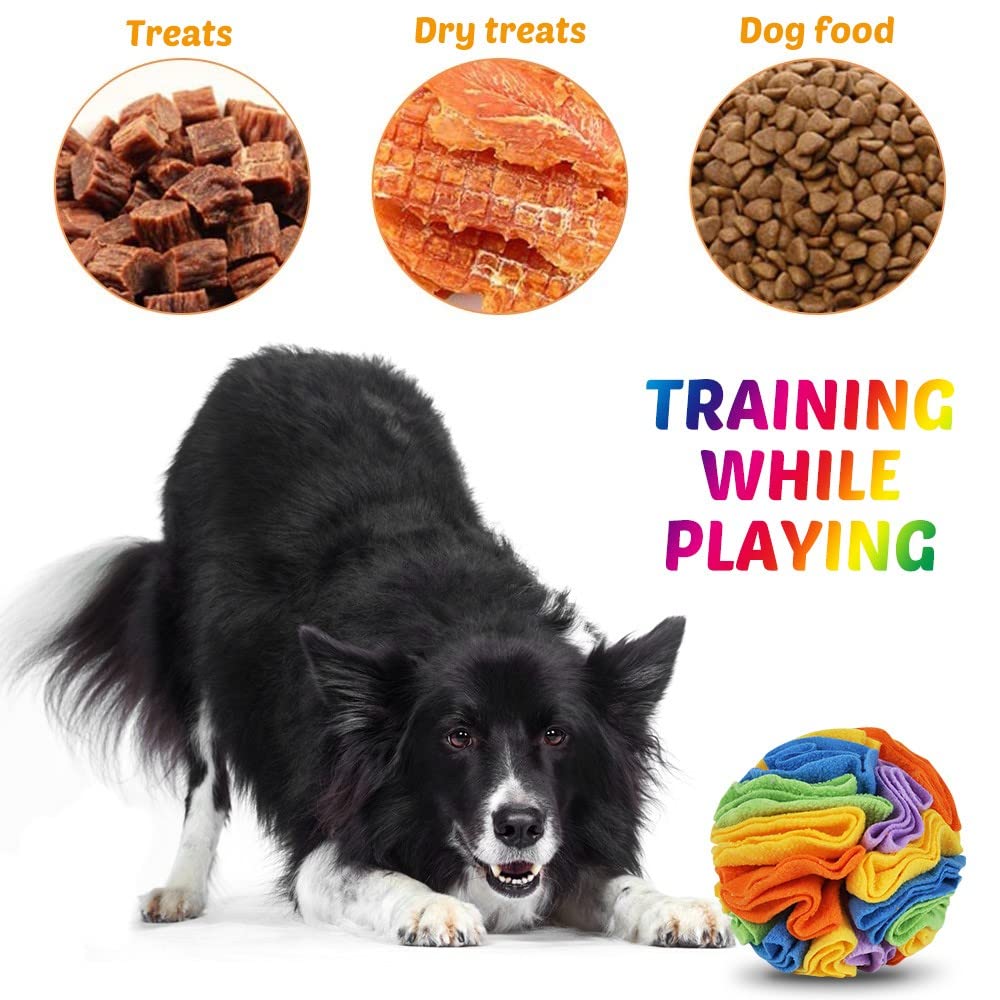 DONGKER Sniffing Ball per Cani,6/8" Giocattolo Palla da Snuffle per Cane Lavabile Giocattoli Puzzle per Animali Addestramento e Giochi Interattivi (7.9, arcobaleno)