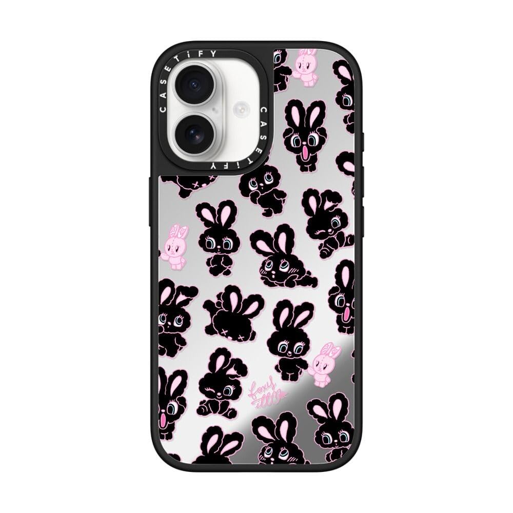 CASETiFY ミラー iPhone 17 ケース [鏡面(スマホカバー) / MagSafe対応/指紋防止] - Black Bunnies - シルバー (ブラックバンパー)
