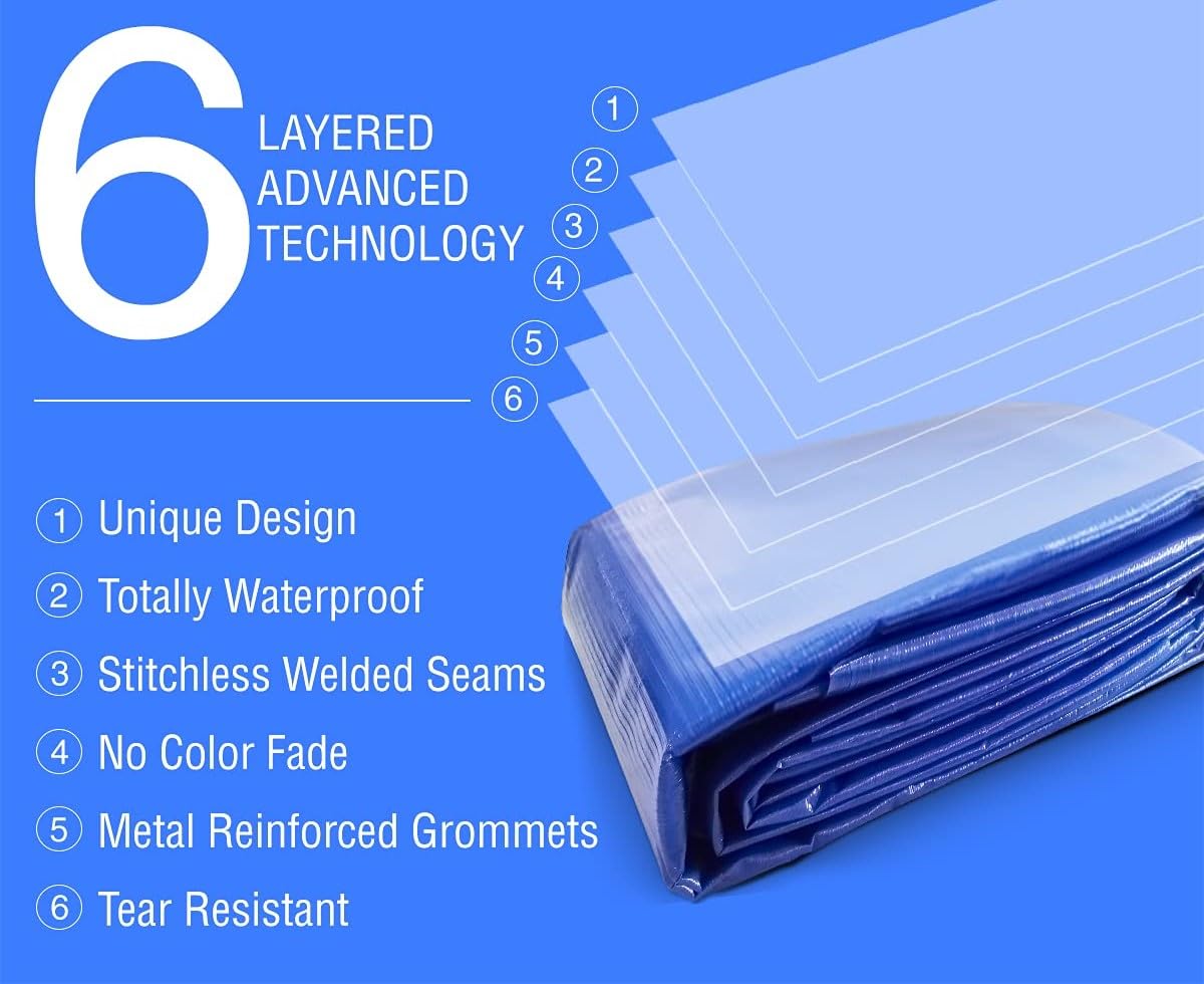 USTAD Waterproof Tarpaulin Sheet 9 x 6 Ft | 120 GSM Blue UV Resistant Tirpal/Tadpatri | Heavy Duty, Tear-Proof, Reusable Cover with Eyelets for Roof, Outdoor, Camping & Vehicle Use — Amazon image 4