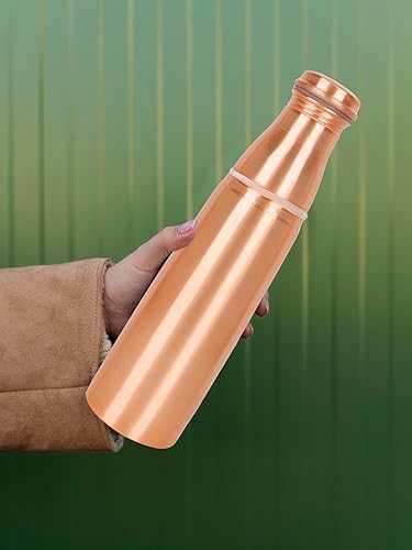 Miniatura 8 de Travellers - Botella de agua de cobre 100% puro con vidrio para beneficios ayurvédicos, botellas de agua de diseño, sin articulaciones