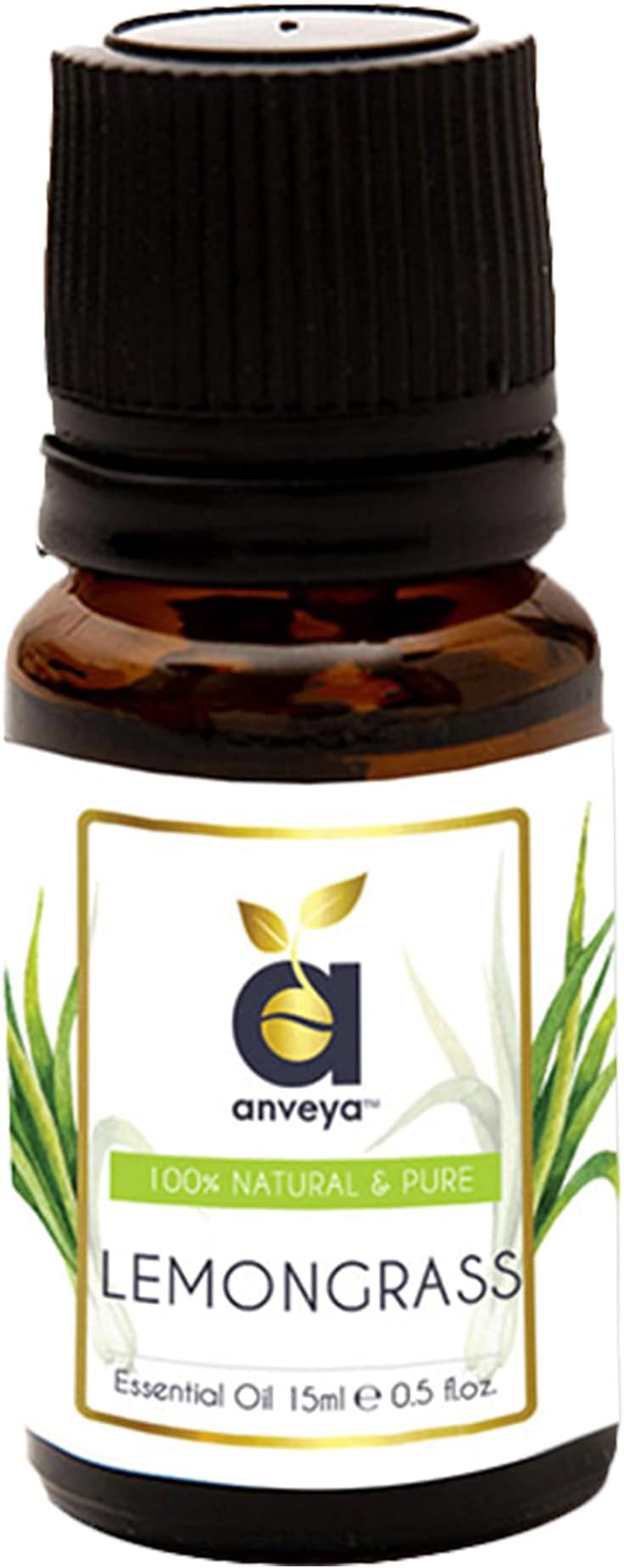 anveyaLemongrass Essential Oil, 100% Natural, Pure & Undiluted, 15ml, Best For Hair, Skin, Diffuser & Refreshing Aromatherapy