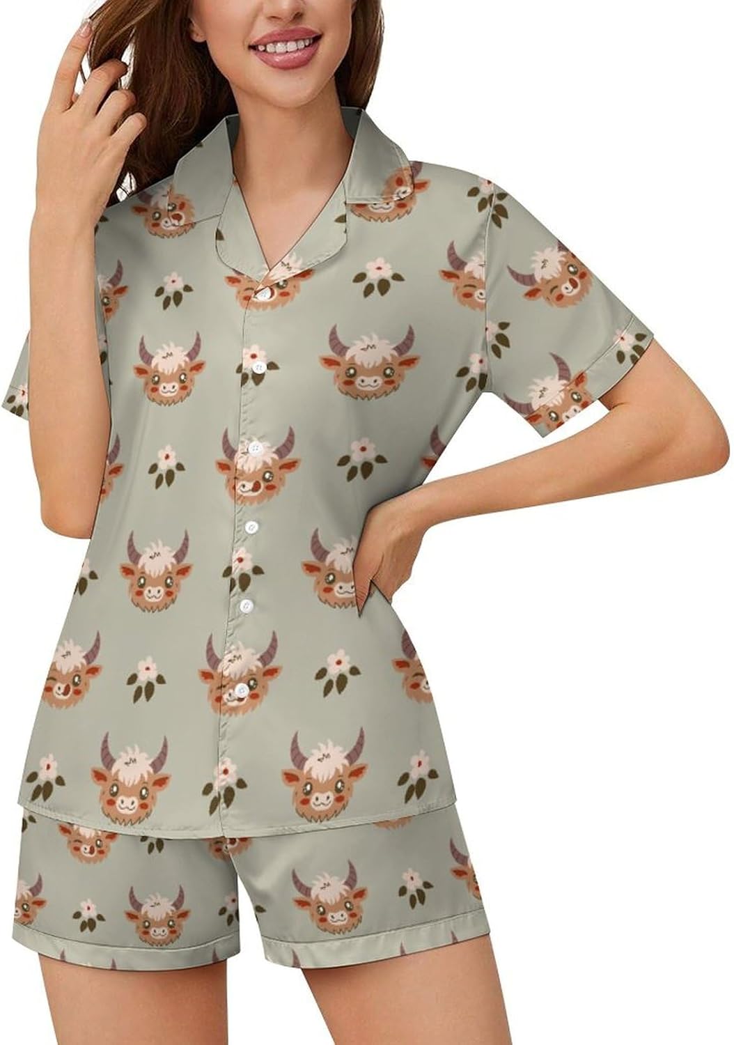 Dujiea Women Pajamas Sets Short Sleeve Sleepwear, Soft Satin Button Down Lounge Wear Set 2 Piece Pjs Shorts Set XS-2XL - Image 2