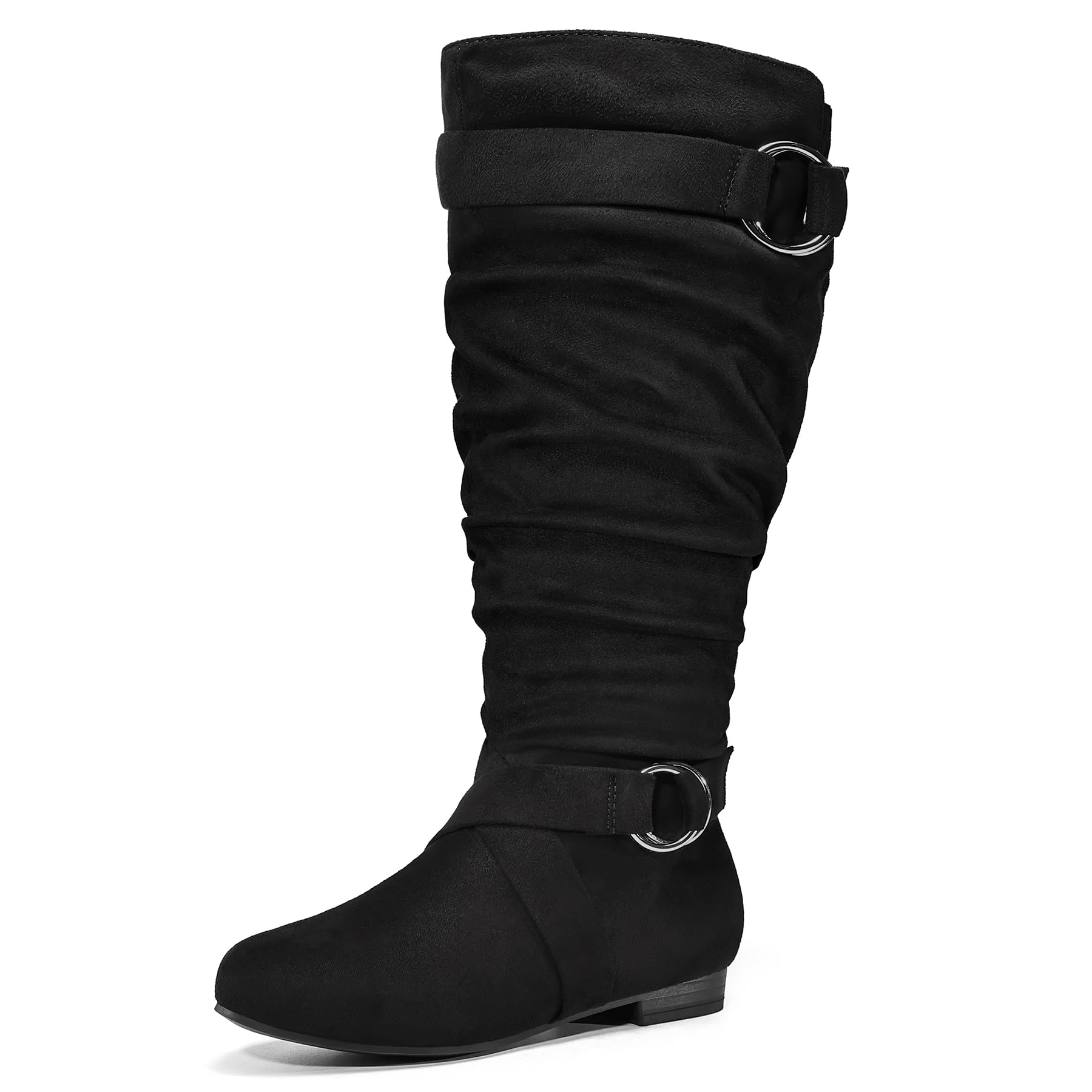 mysoft Womens Wide Calf Extra Wide Calf Knee High Boots Slouchy Flat Tall Boots with Side Zipper