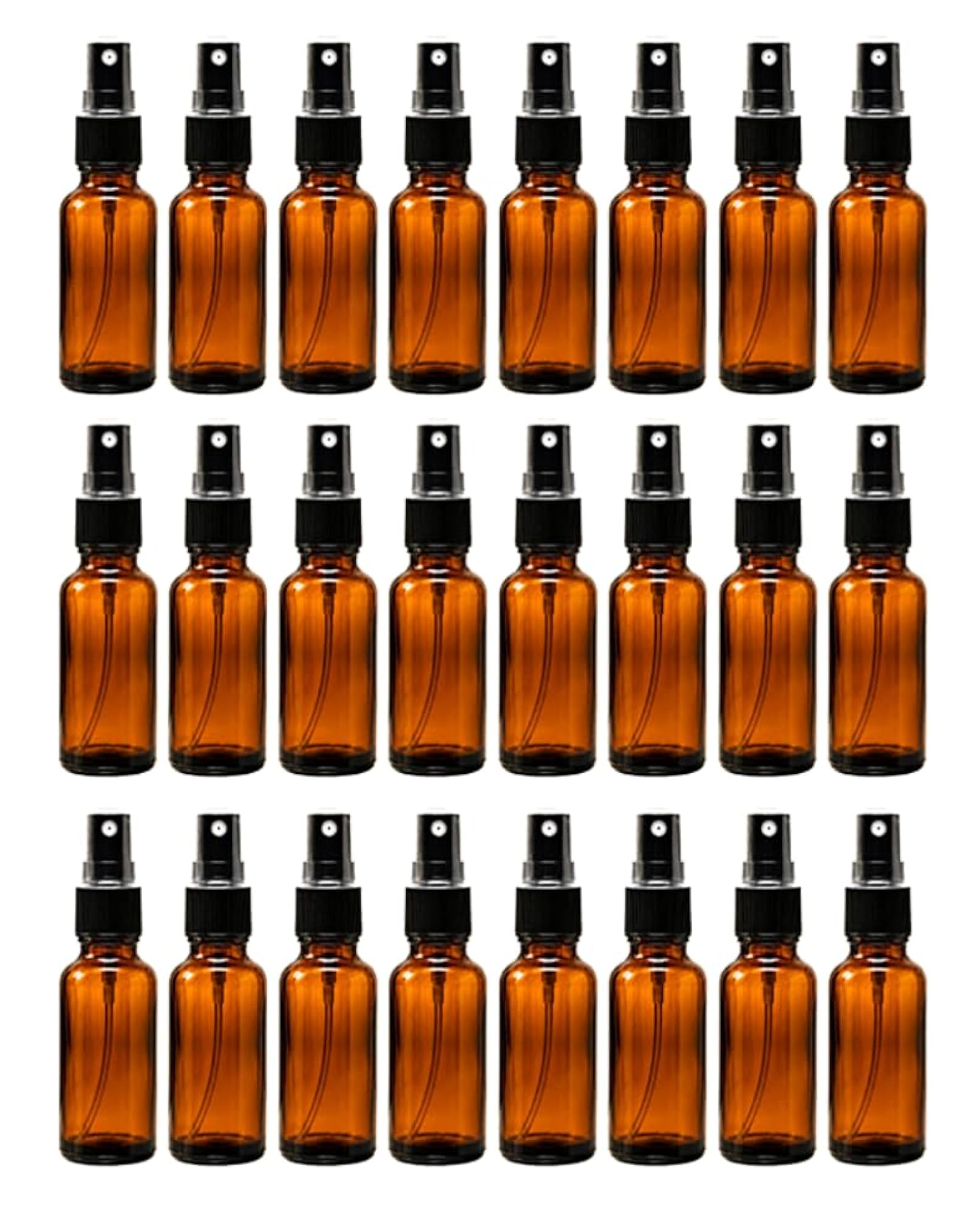 30ml Amber Glass Spray Bottles with Black Mist Trigger
