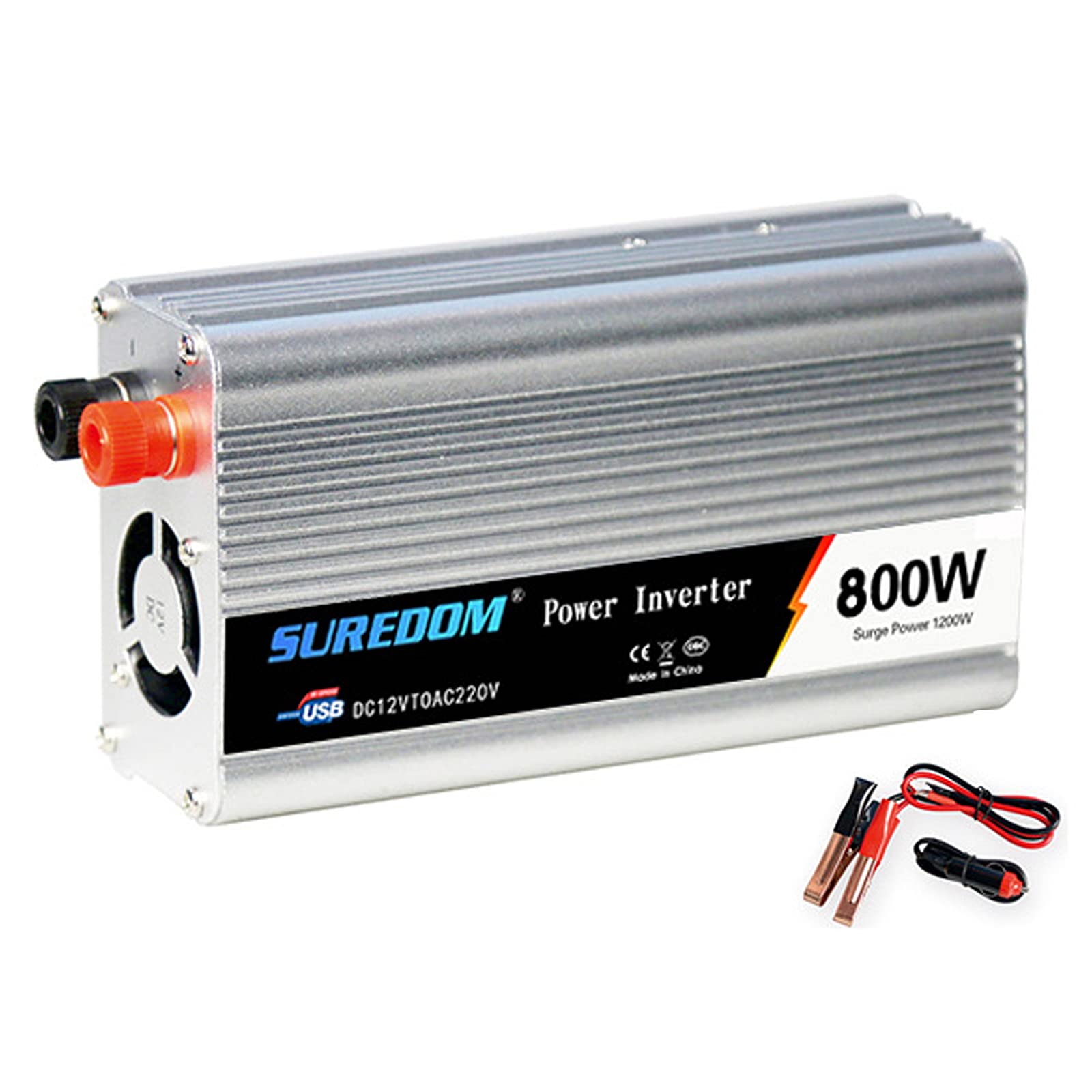 YNITJH Pure Sine Wave Inverter 12V to 110V 220V Car Converter Power Inverter with Outlets and USB Port Car Cigarette Lighter,for Motorhomes,Truck,Camping,Household,Van,12V/110V-800W