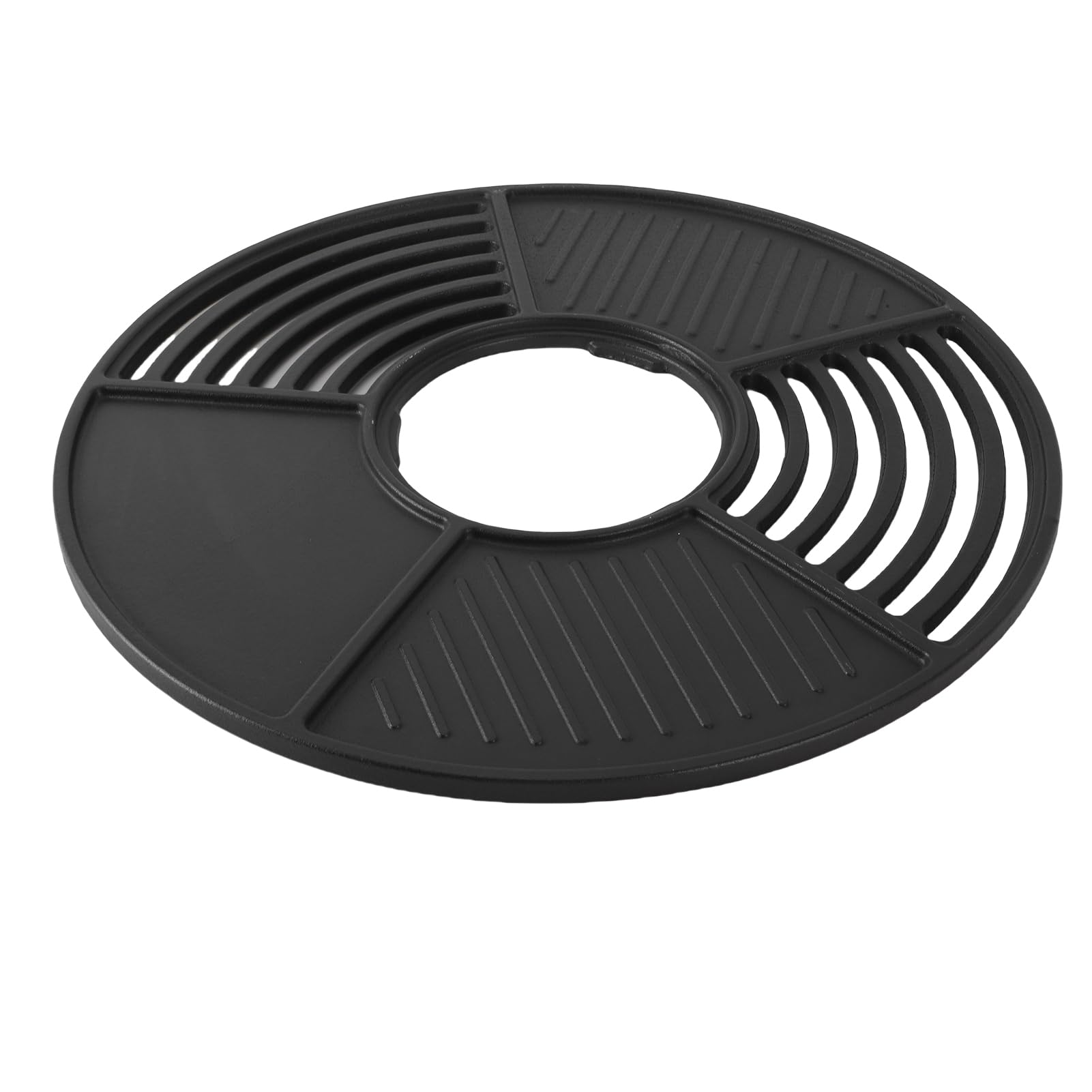 Żeliwna Płyta Grillowa, Okrągła 42 Cm, Pokryta nieprzywierającą emalią, Ruszt Grillowy do Kuchenek Opalanych Węglem Drzewnym i Gazem, ze Zdejmowanymi Uchwytami, Idealny do Gotowania w