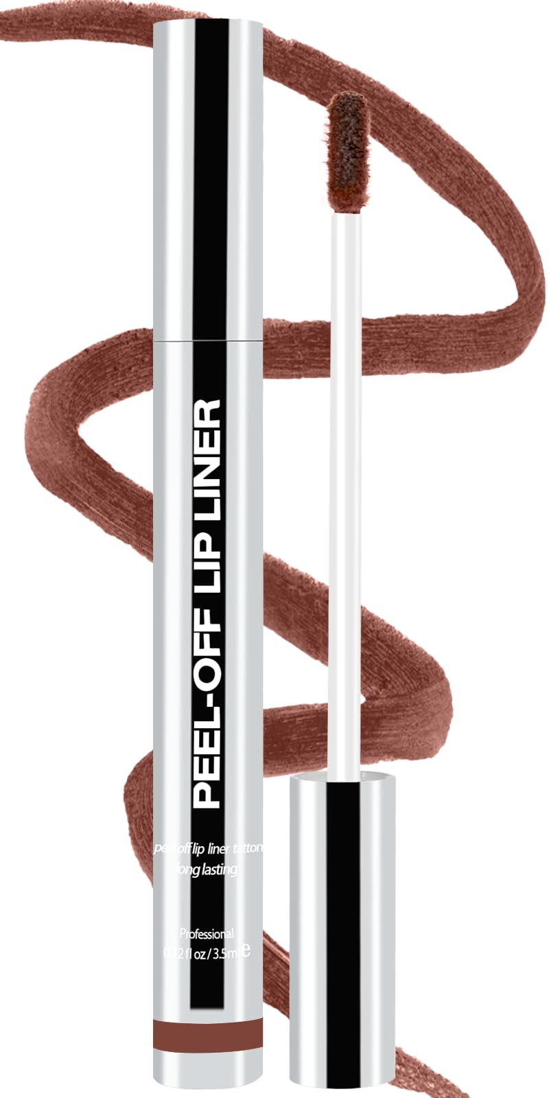 Peel Off Lip Liner Stain, Long Lasting Matte Lip Tattoo Makeup, Smudge-Proof, Highly Pigmented Color, Transfer-Proof, Waterproof, Suitable for All Skin Types, Dark Cocoa