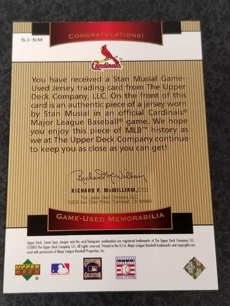 Baseball MLB 2003 Upper Deck Sweet Spot Classics Game Jersey #SJ-SM Stan Musial NM Near Mint SP MEM Cardinals