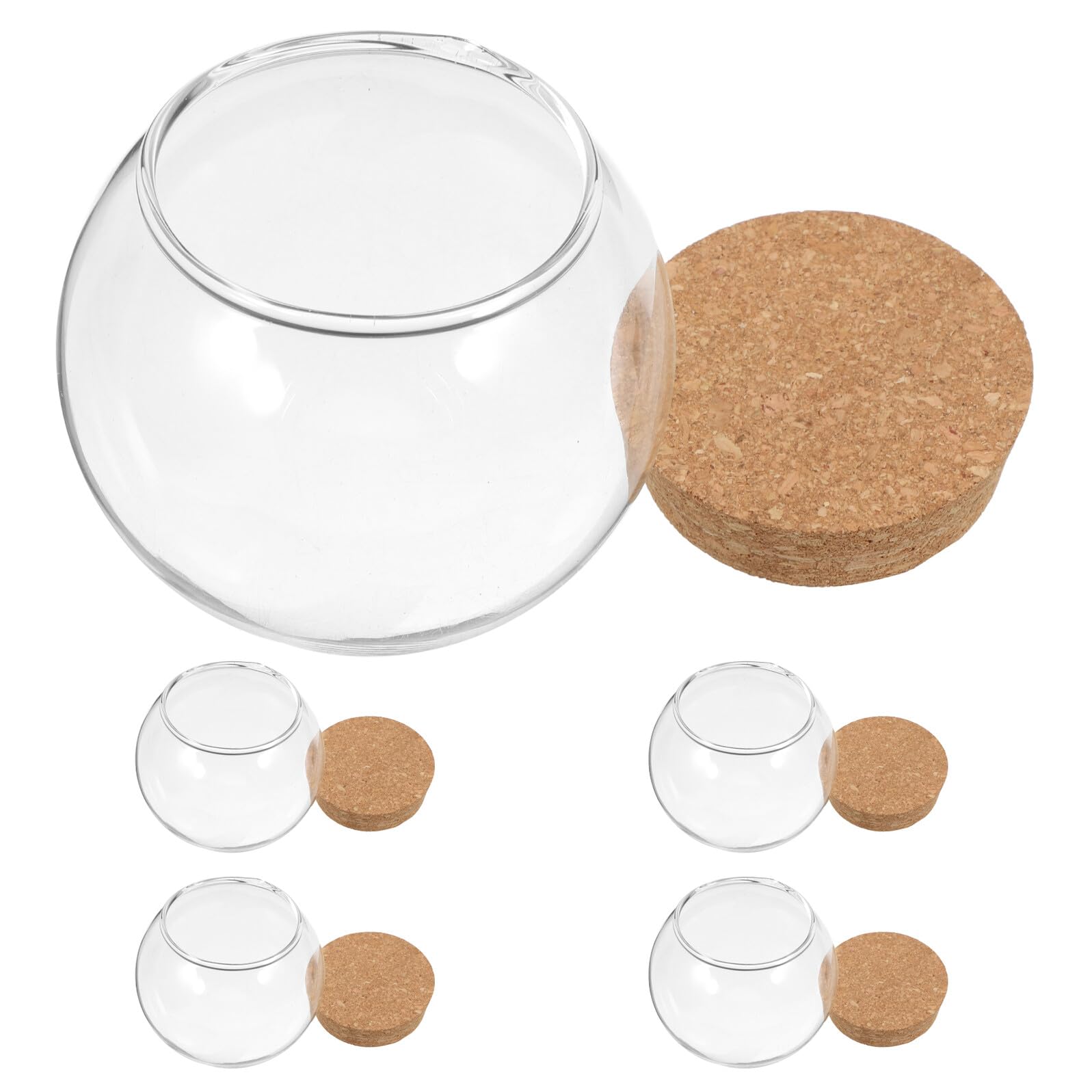 Cloche en verre pour fleur immortelle dôme transparent de table avec socle en liège