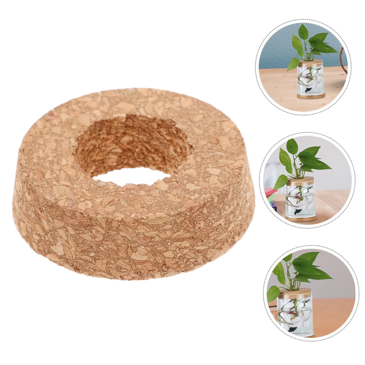 ORFOFE Bouchons en Liège et Matériau Naturel avec Trou Central Lot de 6 Design Polyvalent pour Vase en Verre Hydroponique pour Terrariums et Jardins Miniatures