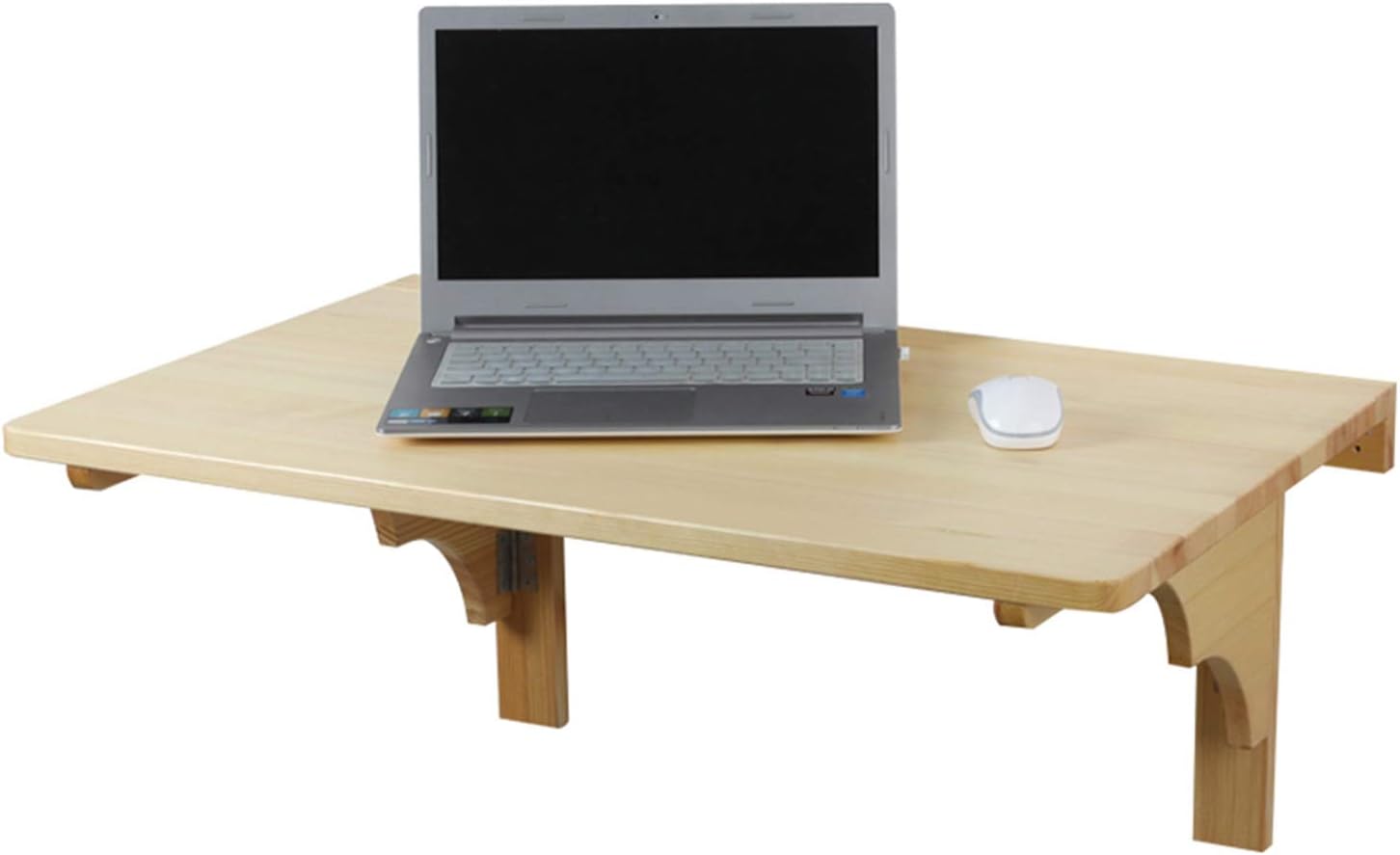 LUNEZY Mesa de Pared de Madera Maciza de Pino, Escritorio Flotante para computadora, Mesa de Comedor Plegable, Banco de Trabajo, para niños, Dormitorio, Estudio, Cocina, baño (80x50cm/32x
