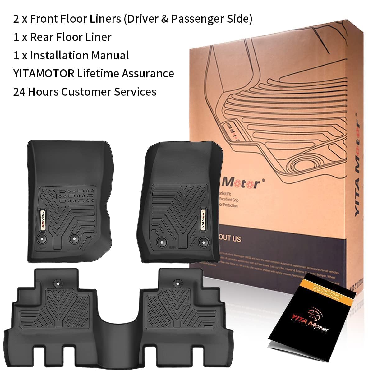 YITAMOTOR Floor Mats Compatible with Jeep Wrangler JK Unlimited 4 Doors 2014 2015 2016 2017 2018 Not for — view 9