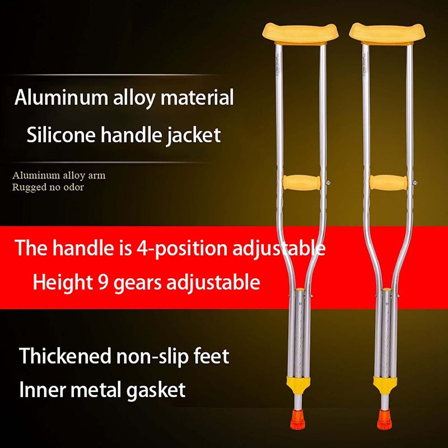 SAAKO Seguridad Muletas Muletas universales para niños y Adultos, Bastones de Aluminio con rodamiento de Carga de 200kg, Bastones para Caminar, bastón para Caminar, muleta Ajustable en Altura Cómodo