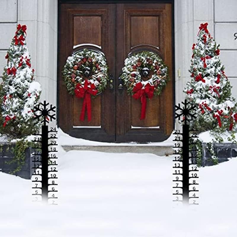 review HUEGEL 24 Iron Art Snow Gauge, Christmas Holiday Snowflake Snowfall Measuring Gauge for Outdoor Decor, Handmade Metal Snow Measuring Stick Garden Stakes for Yard