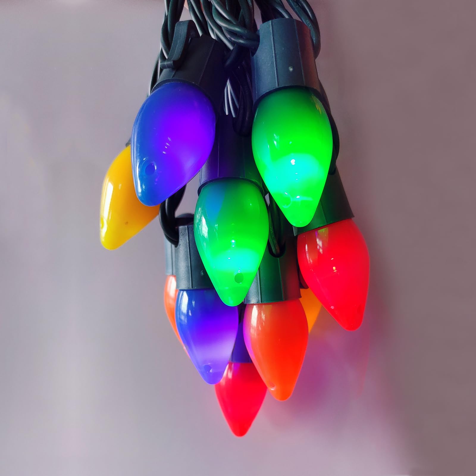 C7 Christmas Lights Outdoor 25Ft, 25 Multicolor LED Bulb Lights Vintage Christmas Lights Plug in Christmas Fairy Lights for Indoor, Outdoor, Home, Party, Wreath, Garden, Christmas Tree Decorations