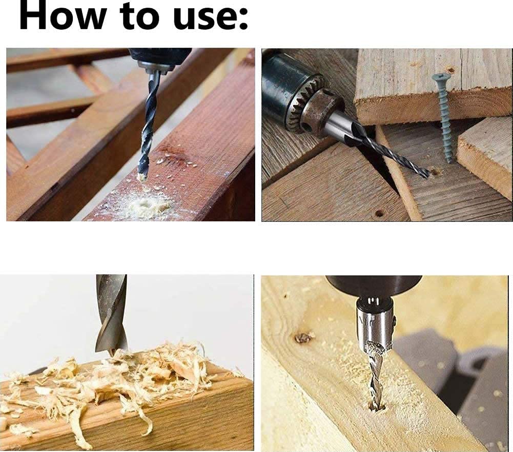 23-Pack Woodworking Chamfer Drilling Tool Countersink Drill Bits Wood Plug Cutter and Automatic