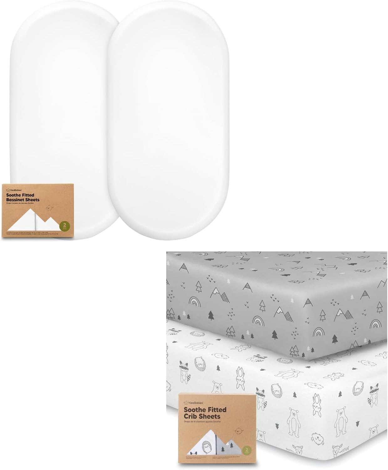 KeaBabies 2-Pack Organic Bassinet Sheets for Girls, Boys and 2-Pack Organic Crib Sheets - 100% Cotton Bassinet Mattress Sheets Compatible, Halo Bassinest Swivel Sleeper - Soft & Breathable Crib Sheets