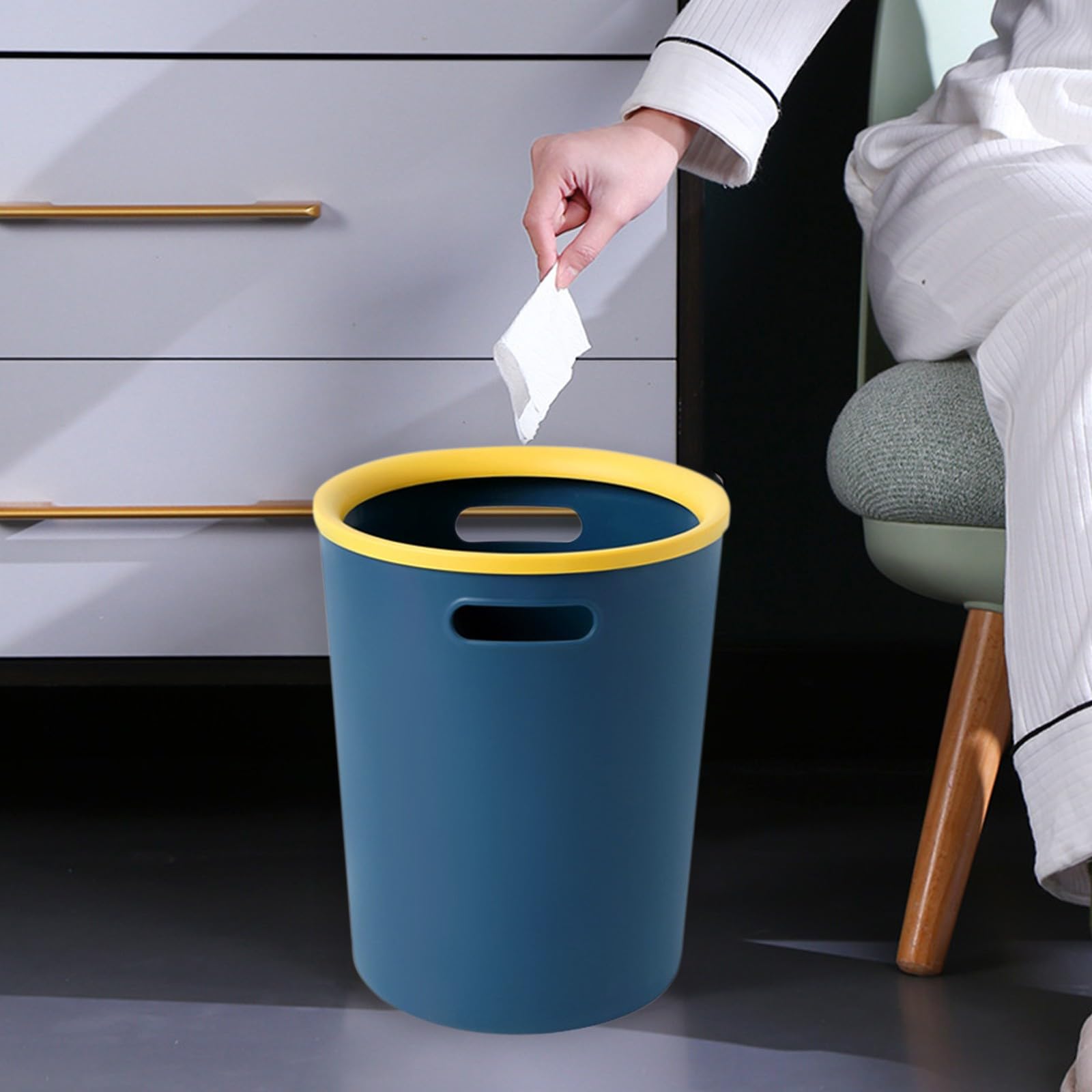 Trash Can, Garbage Can, Round Small Garbage Can, Garbage Can Trash Bin Waste Basket, Easy Clean Wastebasket for Home, Kitchen, Bedroom, Office, Under Desk Lightning Deals Of Today Prime