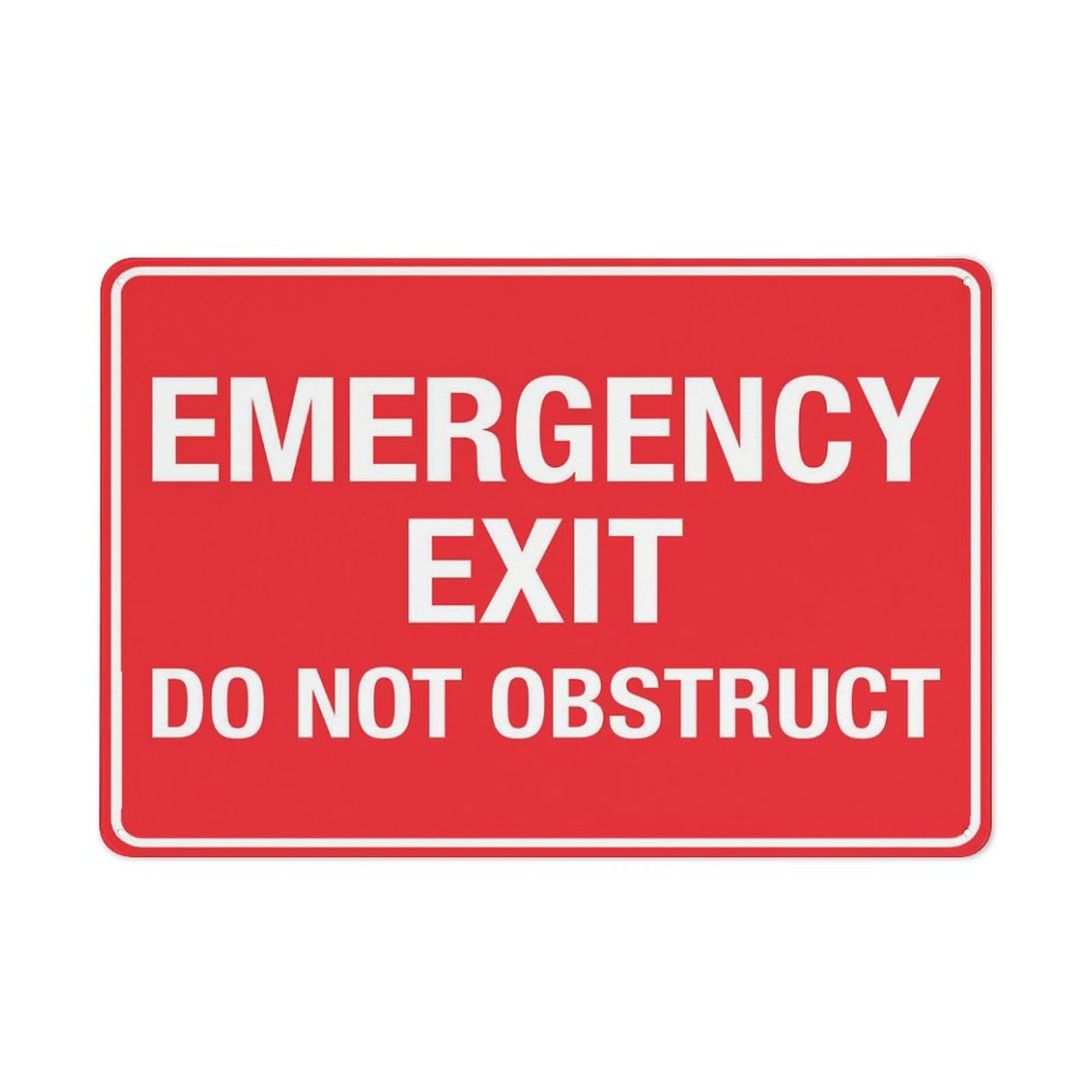 Emergency Exit - Do Not Obstruct Sign, 8x12 Inch Weather Resistant Metal Aluminum, Indoor/Outdoor Use