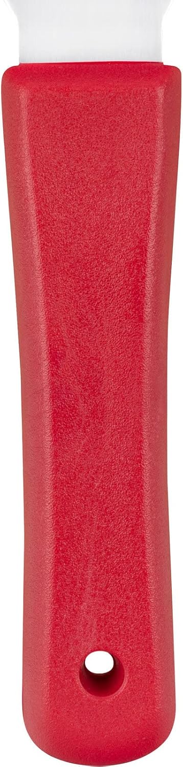 SPARTA Steel Handheld Scraper Kitchen Scraper Tool with Food-Safe Plastic Handle for Griddles, Pans, Pots, and Cutting Boards in Commercial Settings, Stainless Steel, 3 Inches, Red, (Pack of 12)
