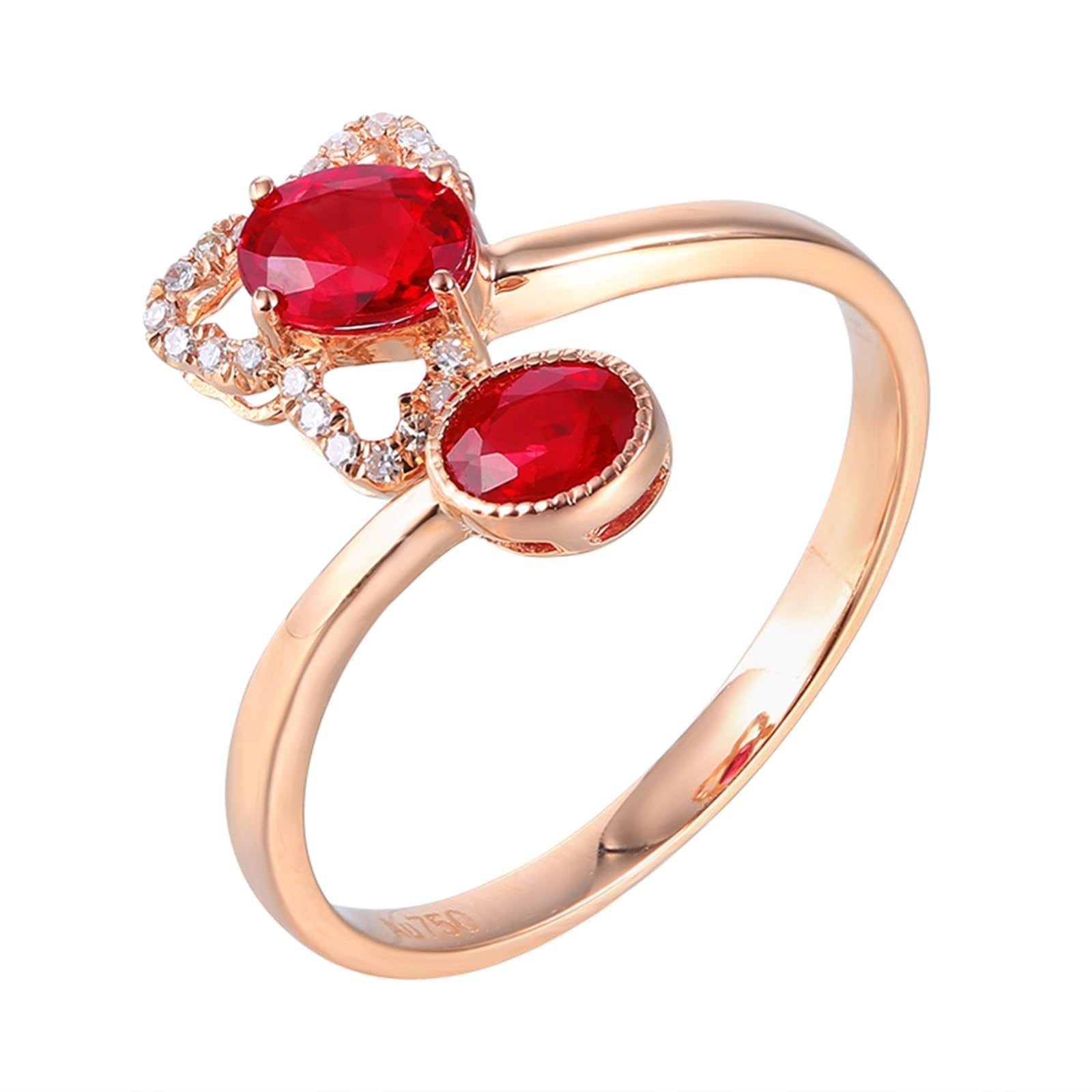 Bague en or jaune 750 18 carats, design creux avec rubis taille ovale 0,85 carat, alliances avec diamant Au750, bague de demande en or véritable
