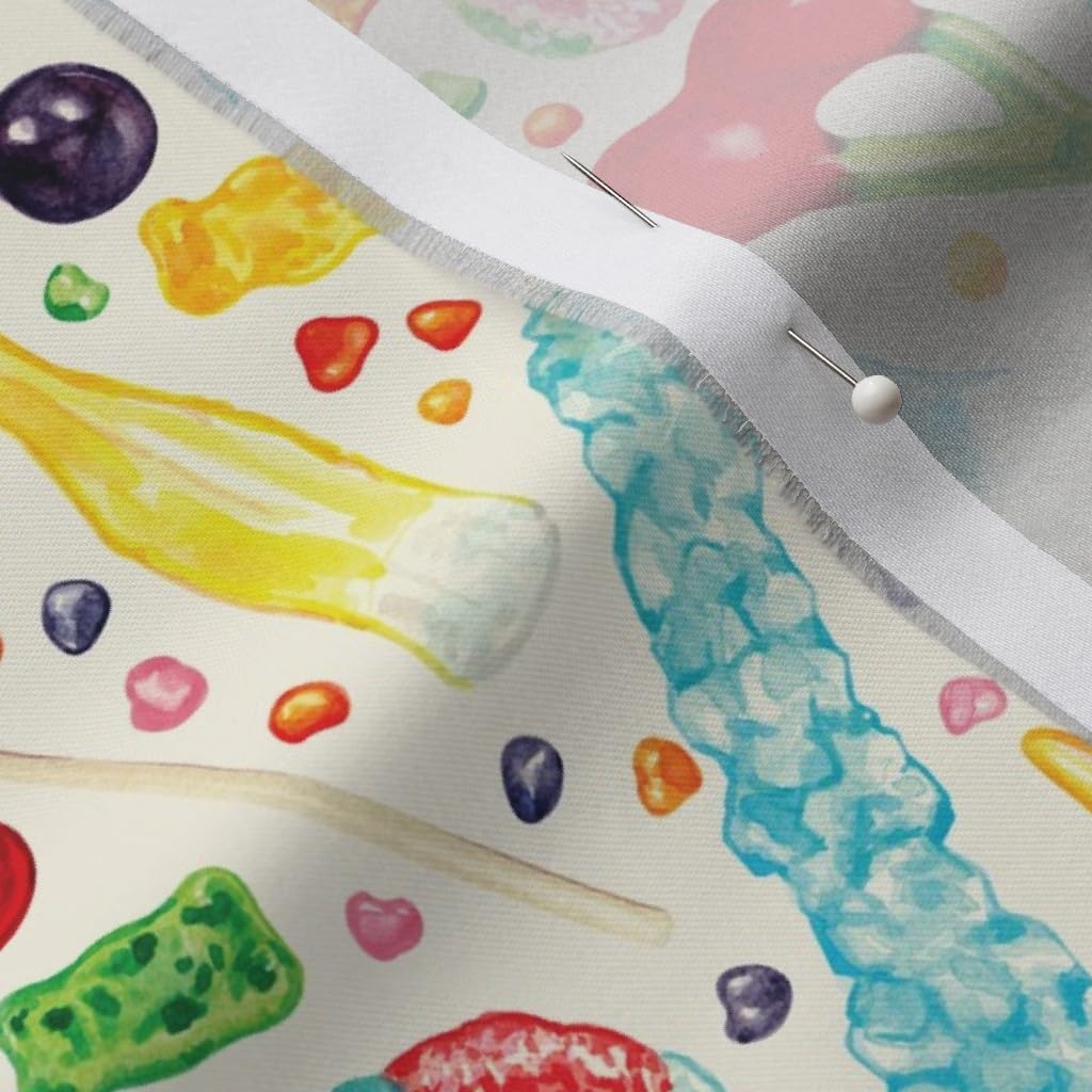 Spoonflower Fabric - Candy White Vintage Cute Retro Children Sweet Food Kawaii Printed on Organic Cotton Sateen Fabric by The Yard - Sewing Quilting Apparel Home Decor