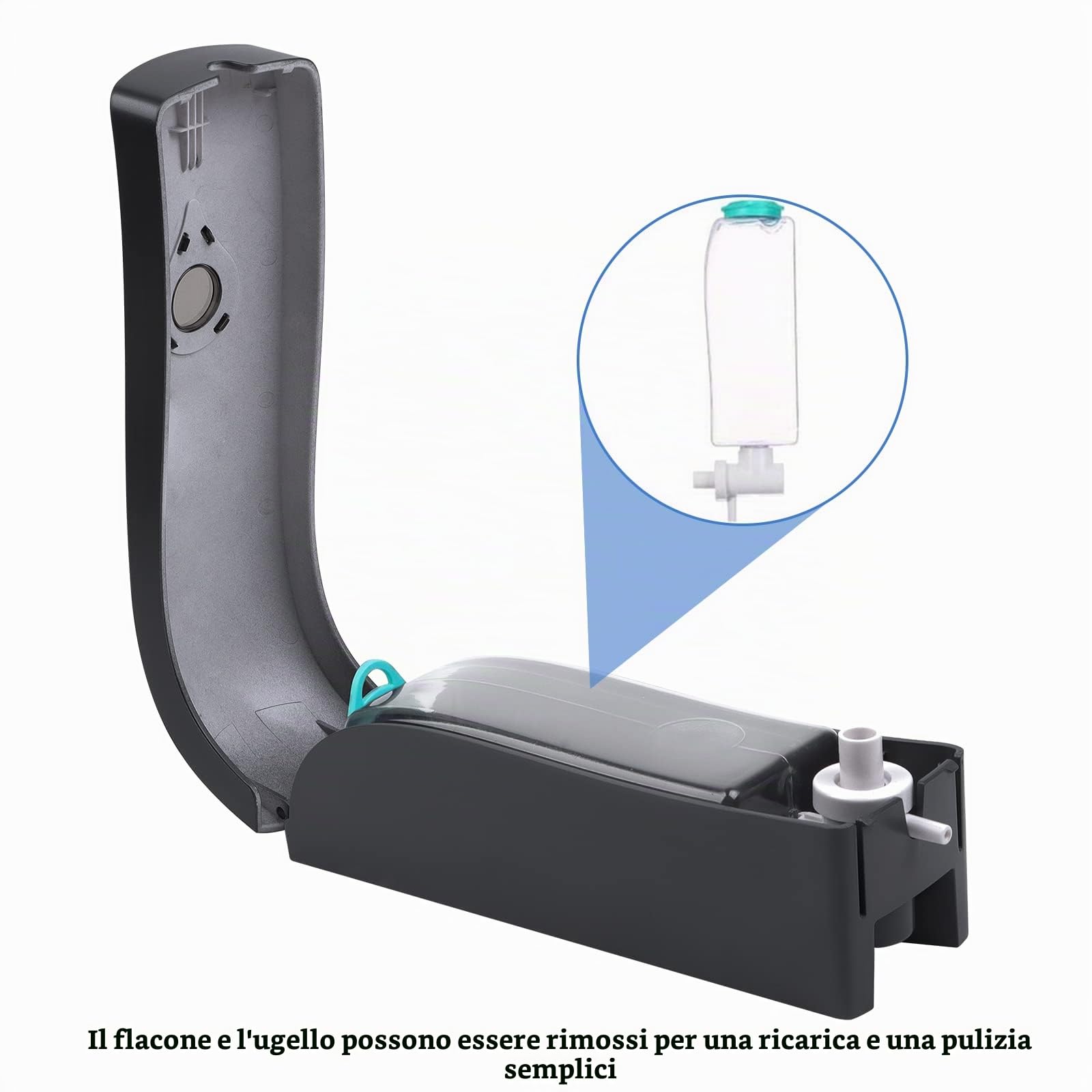 300ml Dispenser Manuale da parete per Sapone, shampoo e condizionatore, Quadrato, Nero