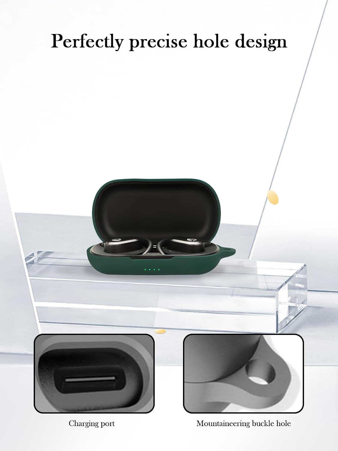 Case for Raycon Open Earbuds True Wireless Bluetooth Headphones,Soft Protective,BOVUGAC Silicone Case Cover with Keychain & Cleaning Kit & Lanyard for Raycon Open Earbuds-Green - Image 5