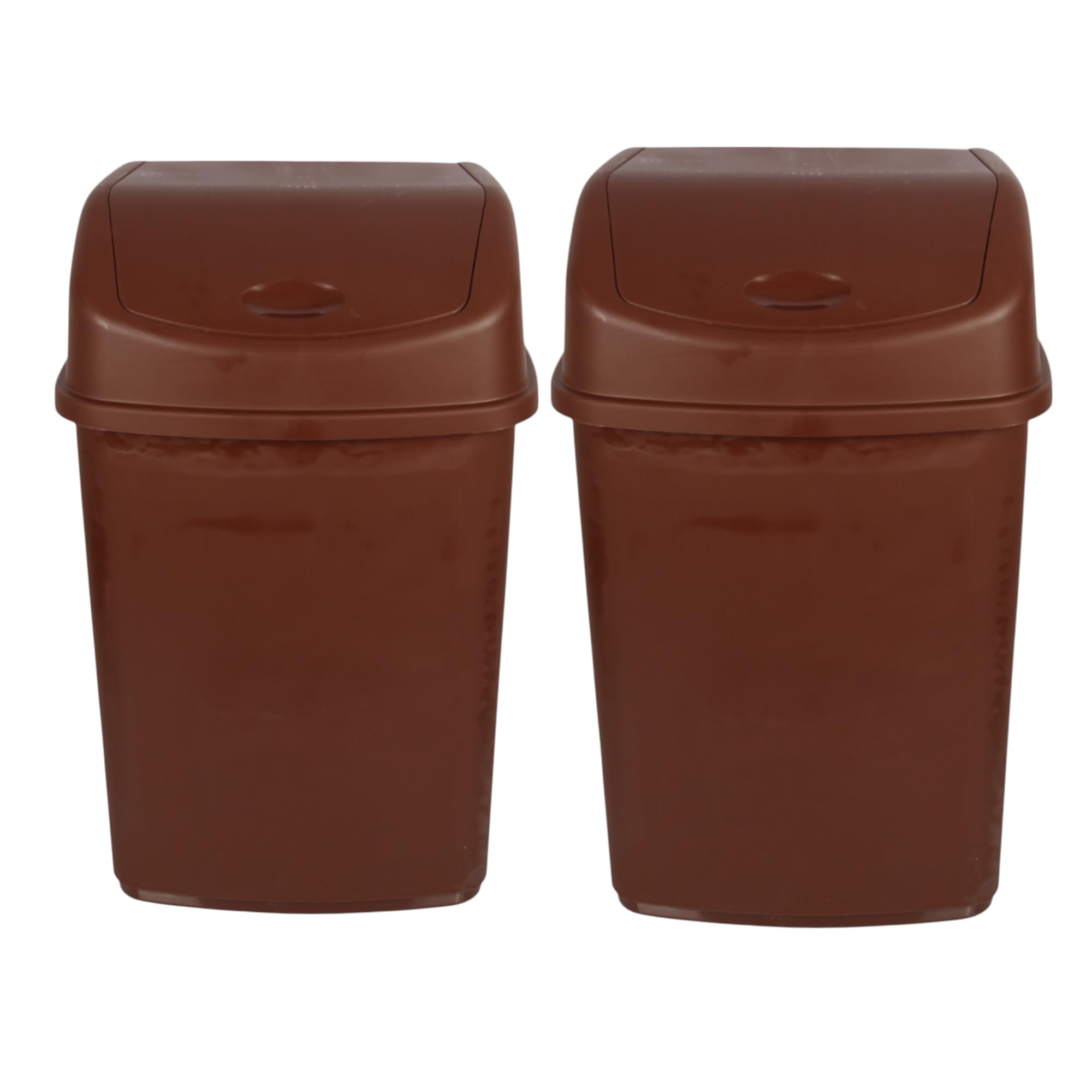 Jolie Max Set of 2 55L Extra Large Recycling Bins with Swing Lid – Durable Plastic Dustbin for Waste Management, Home & Office Use – Easy to Clean, 110L Total Capacity (BROWN)