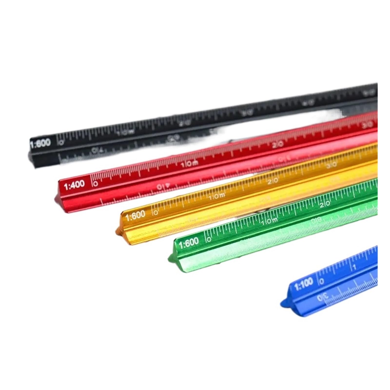 Aywtiun 15Cm-Large Black Architectural Scale Ruler Aluminum Alloy Triangular Scale Ruler Technical Measuring 15Cm 30Cm Multi-Function Metal Stationery(15Cm-Large Black)