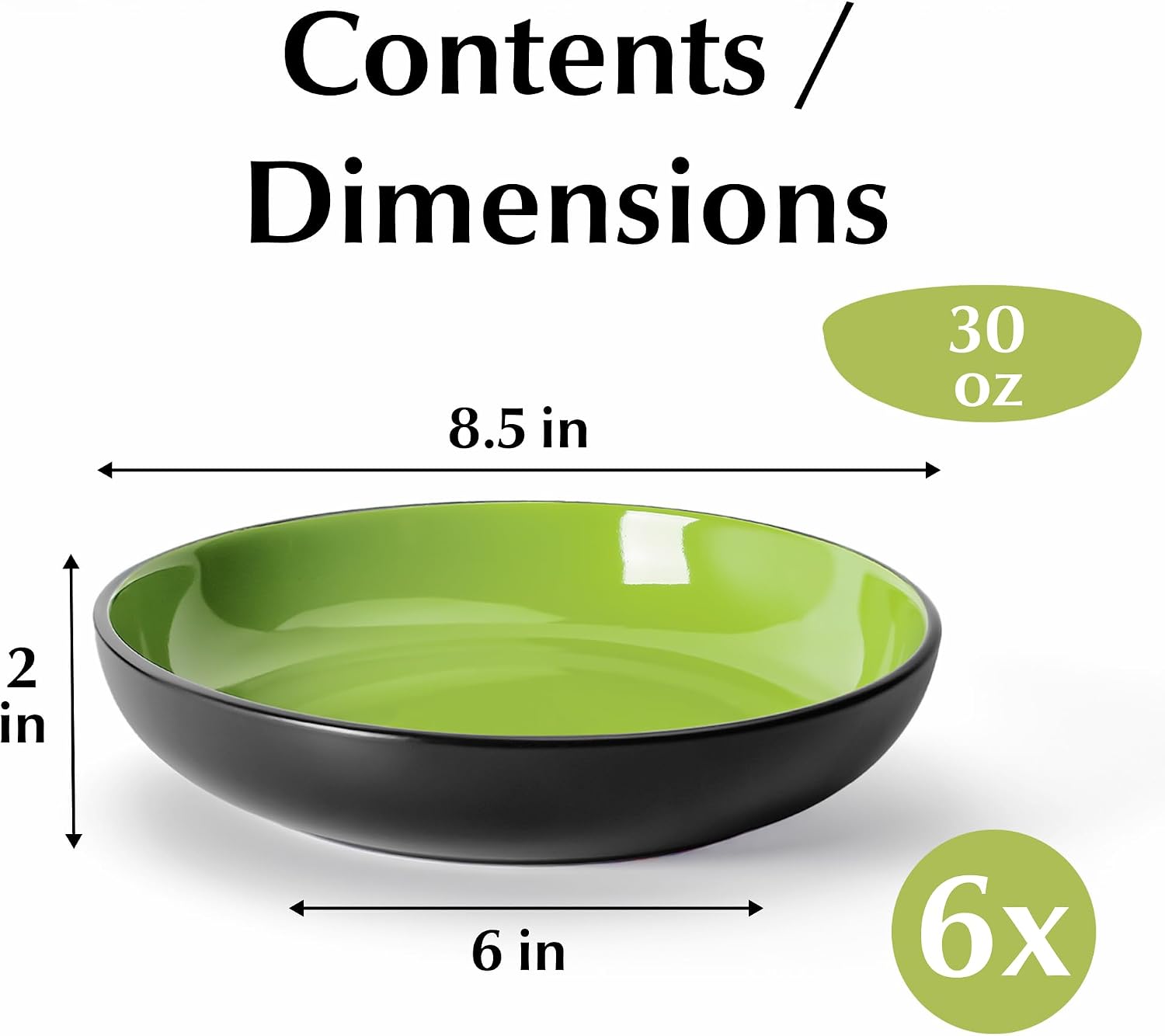 MIAMIO - Soup Plates Set, Ceramic (Green) - Modern Home Set image 5