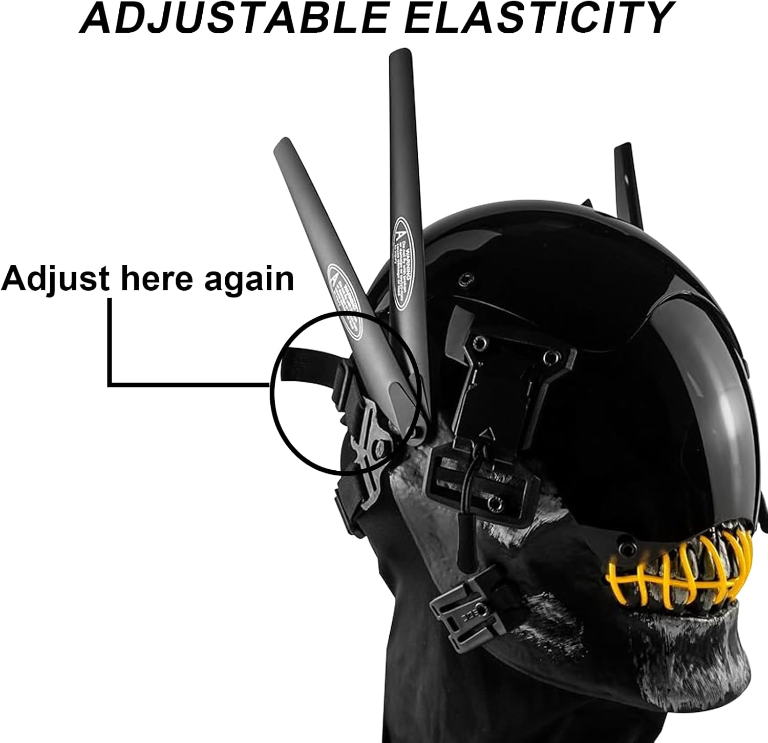 Punk LED Mask, Skull Helmet, Adjustable Helmet with 3 Light Modes, Perfect for Cosplay, Festivals, and music Parties