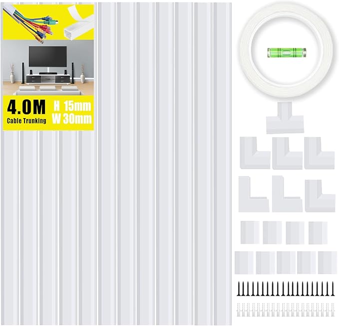 KOOLPUG Goulotte Passe Cable, Cache Cable TV Mural, Gaine Câble, Goulotte Passe Cable 4 mètre