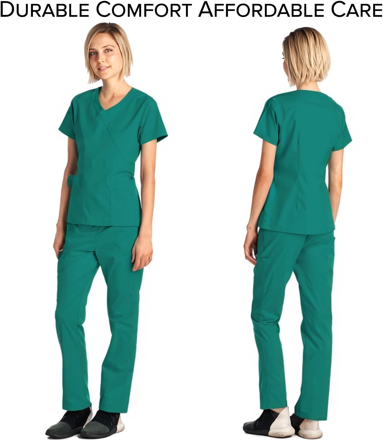 Dagacci Medical Uniform Women's Scrub Set Stretch and Soft Y-Neck Top and Pants - Image 2