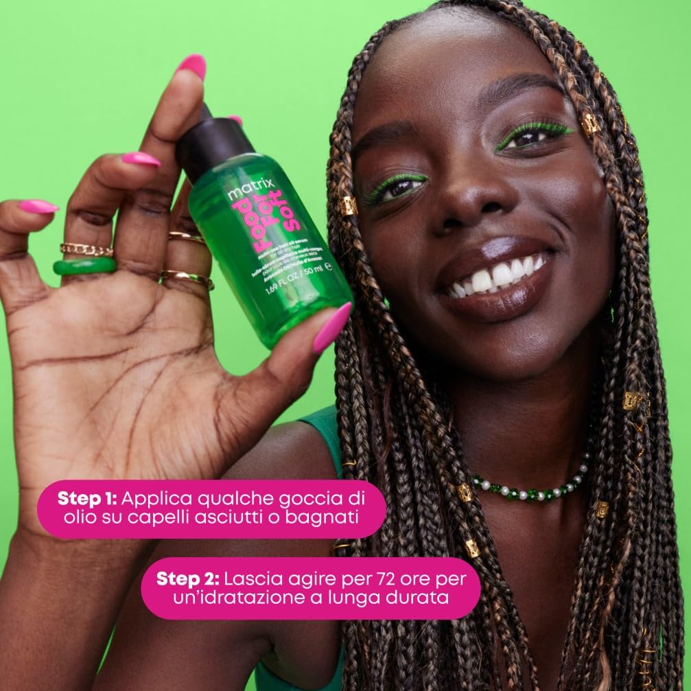 Matrix, Olio Multi-Uso Idratante per Capelli Secchi, Termoprotettore, Chioma Effetto Seta, Con Olio di Avocado e Acido Ialuronico, Food For Soft, 50 ml