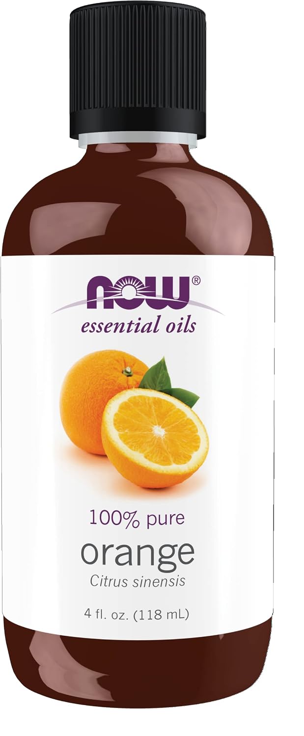 NOW Essential Oils, Orange Oil, Uplifting Aromatherapy Scent, Cold Pressed, 100% Pure, Vegan, Child Resistant Cap, 4-Ounce