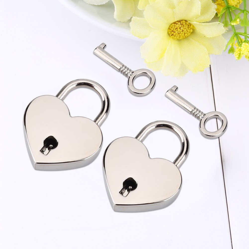 WALFRONT Silver Padlock with Key 2PackHeartShaped Skeleton Key Lock SetZinc Metal Lo — Amazon image 9